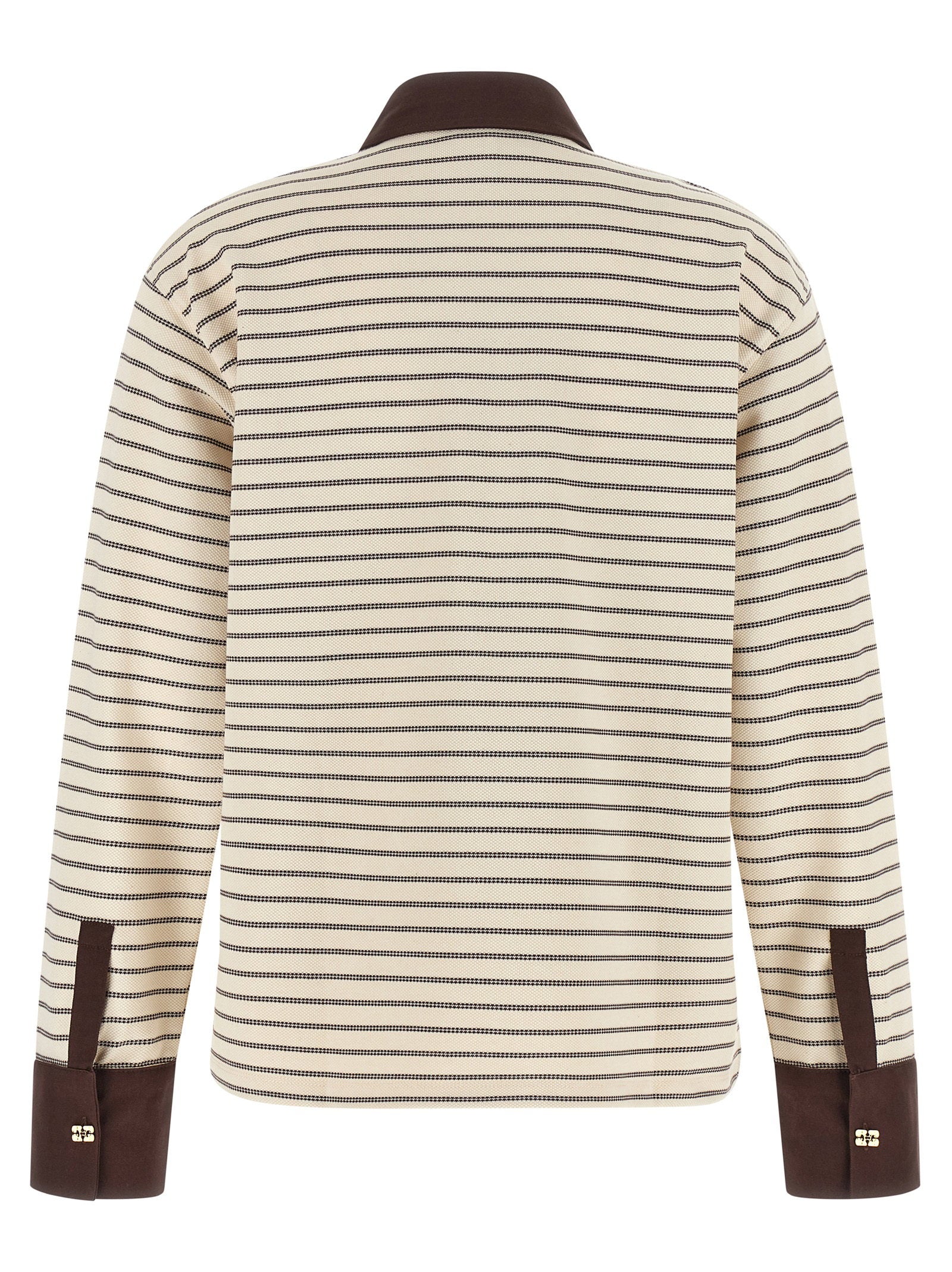 Ganni Striped Cotton Polo Shirt – 100% cotton - view 2