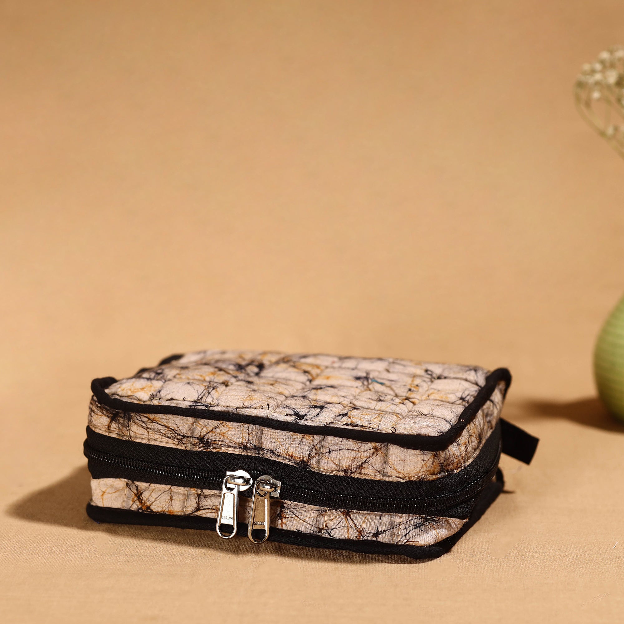 NOORI BAZAR Beige - Handmade 4 Pockets Cotton Jewelry Bag 18