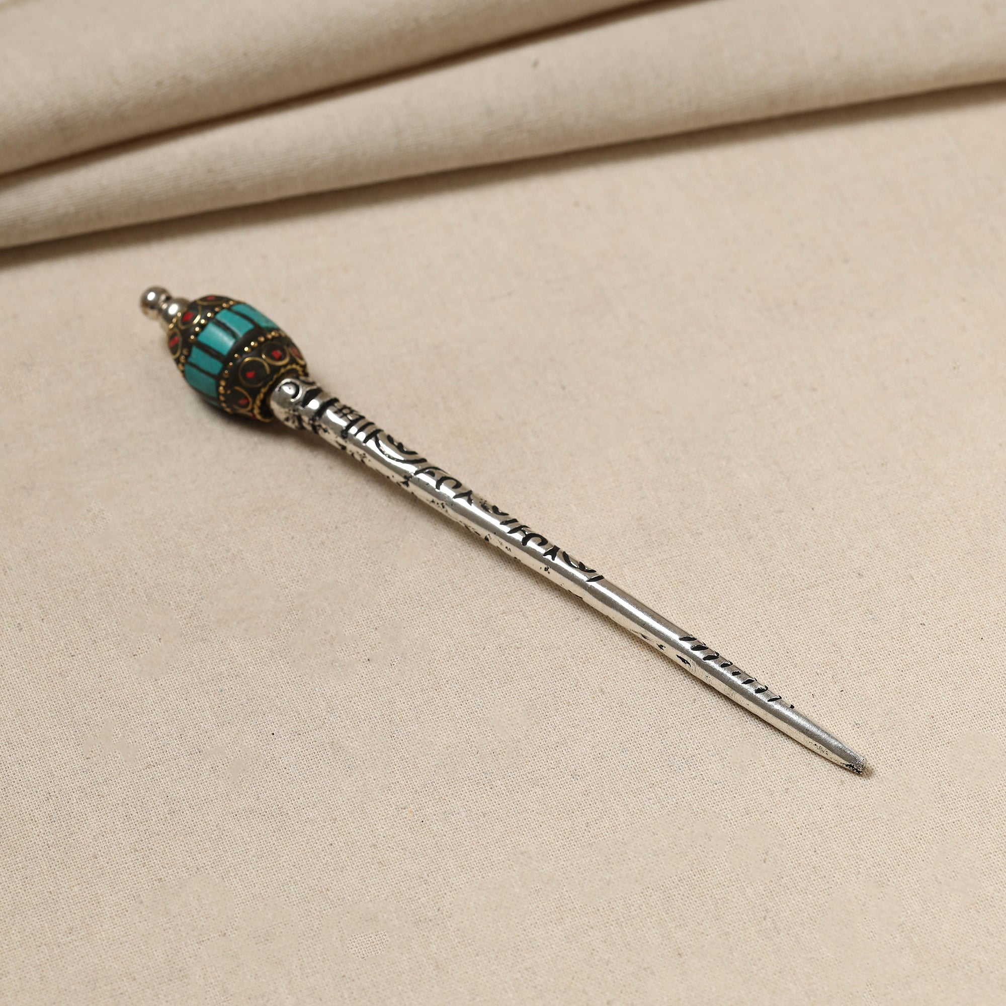 WHITE RIVER STORIES Antique Finish Oxidised German Silver Juda Stick