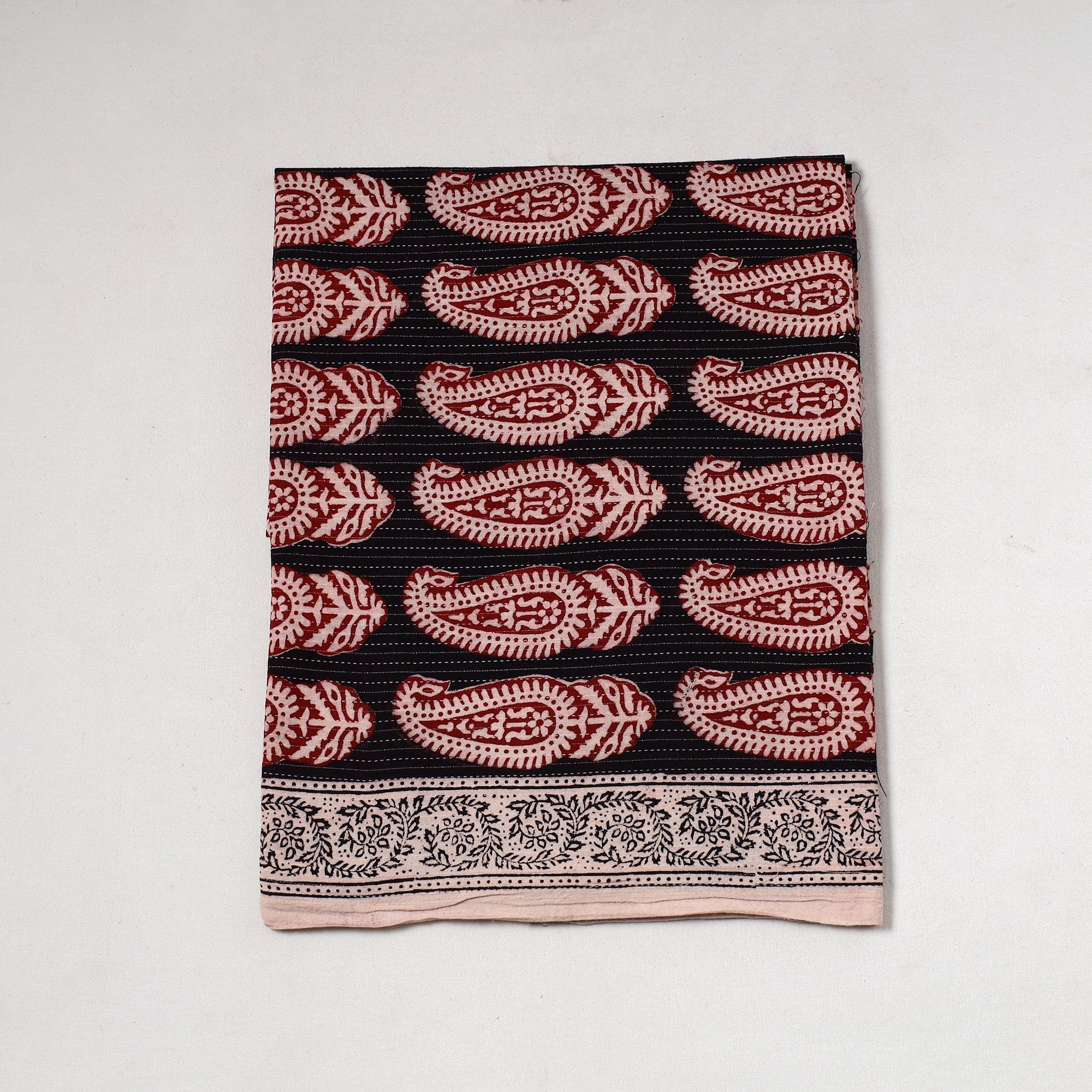 BAGH PRINTS BY UMAR FARUK KHATRI Black - Bagh Block Printed Cotton Precut Fabric (0.7 Meter) 56