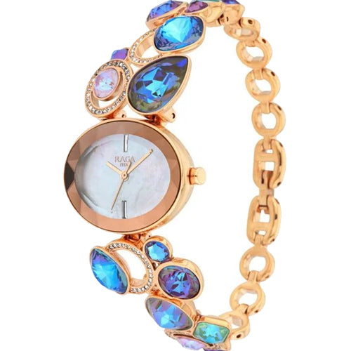 Titan Raga Moments Of Joy Quartz Analog Mother of Pearl Dial Rose Gold Metal Strap Watch For Women 30mm NT95126WM01F - view 2