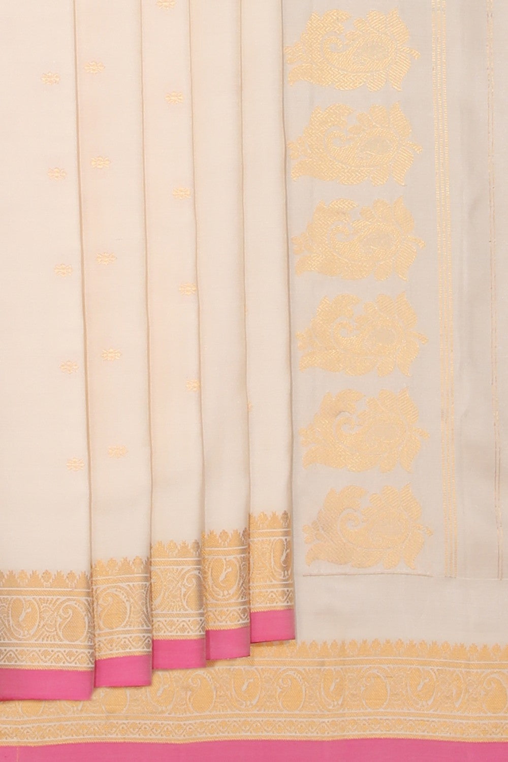 Kalanjali Gadwal Silk Off-White Saree – Women's