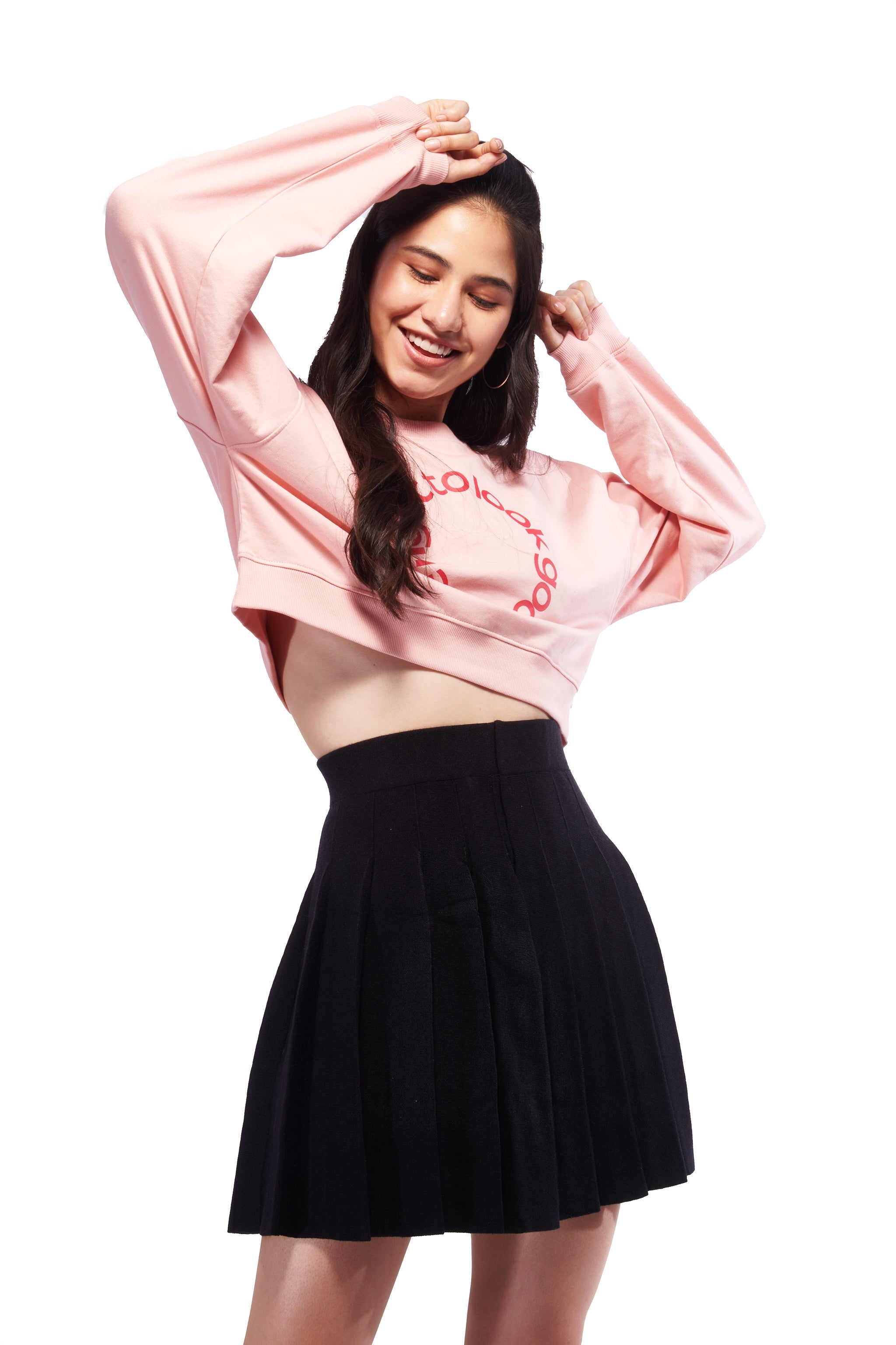 VSCO Pink Crop Oversized Sweatshirt