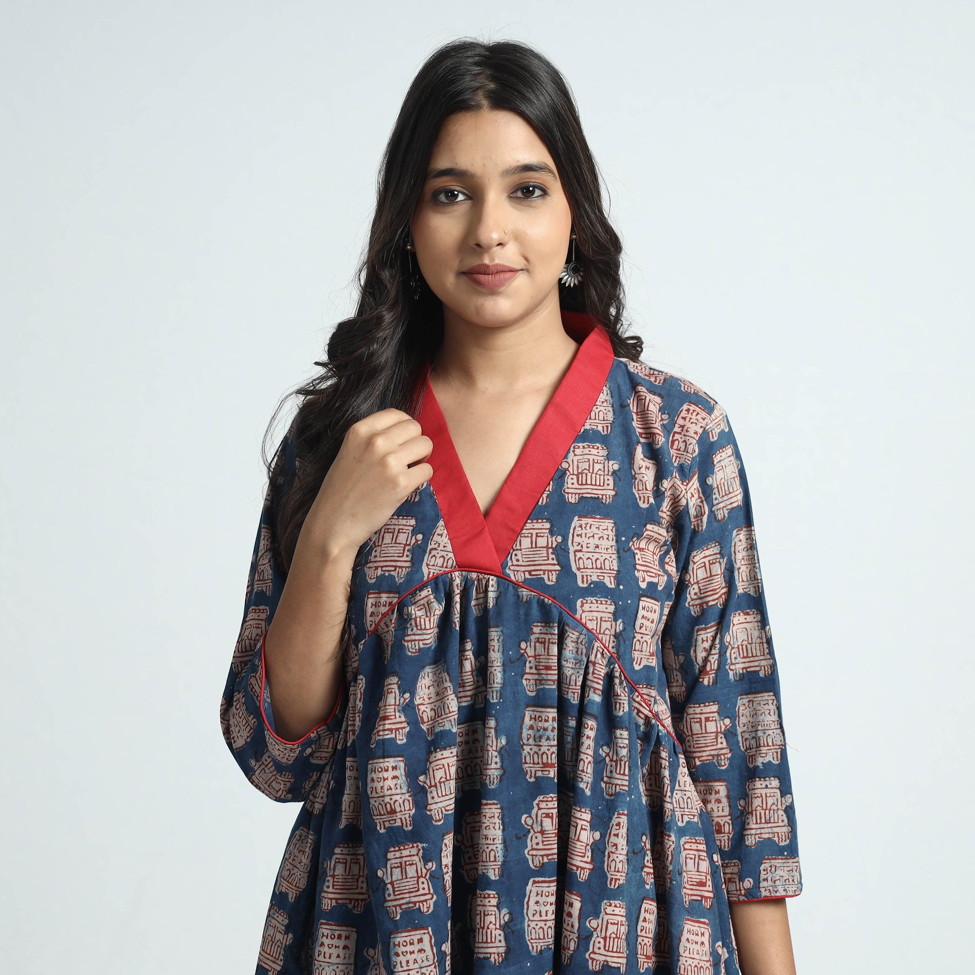 ITOKRI CASUALS Blue - Bindaas Art Block Printed Cotton Dress - view 3