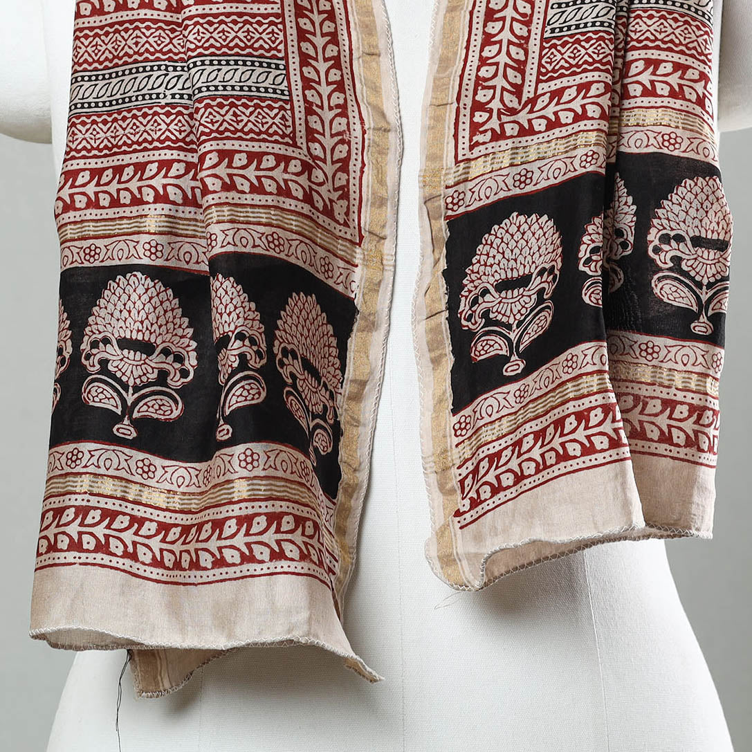 BAGH PRINTS BY MOHAMMED BILAL KHATRI Black - Bagh Hand Block Printed Chanderi Silk Stole 14 - view 3