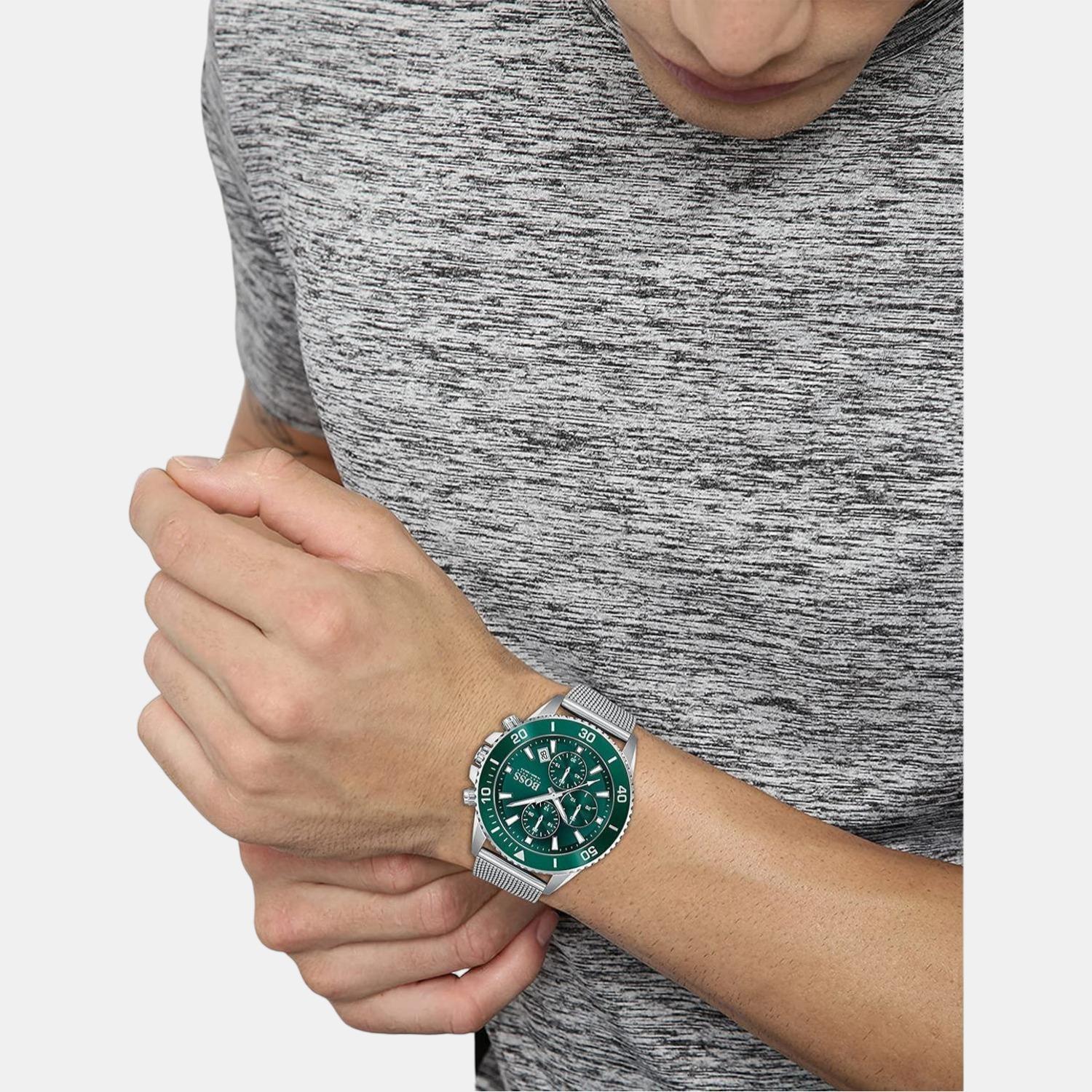 Boss Admiral Men Quartz Green Dial Chronograph Stainless Steel Watch 1513905 - view 4