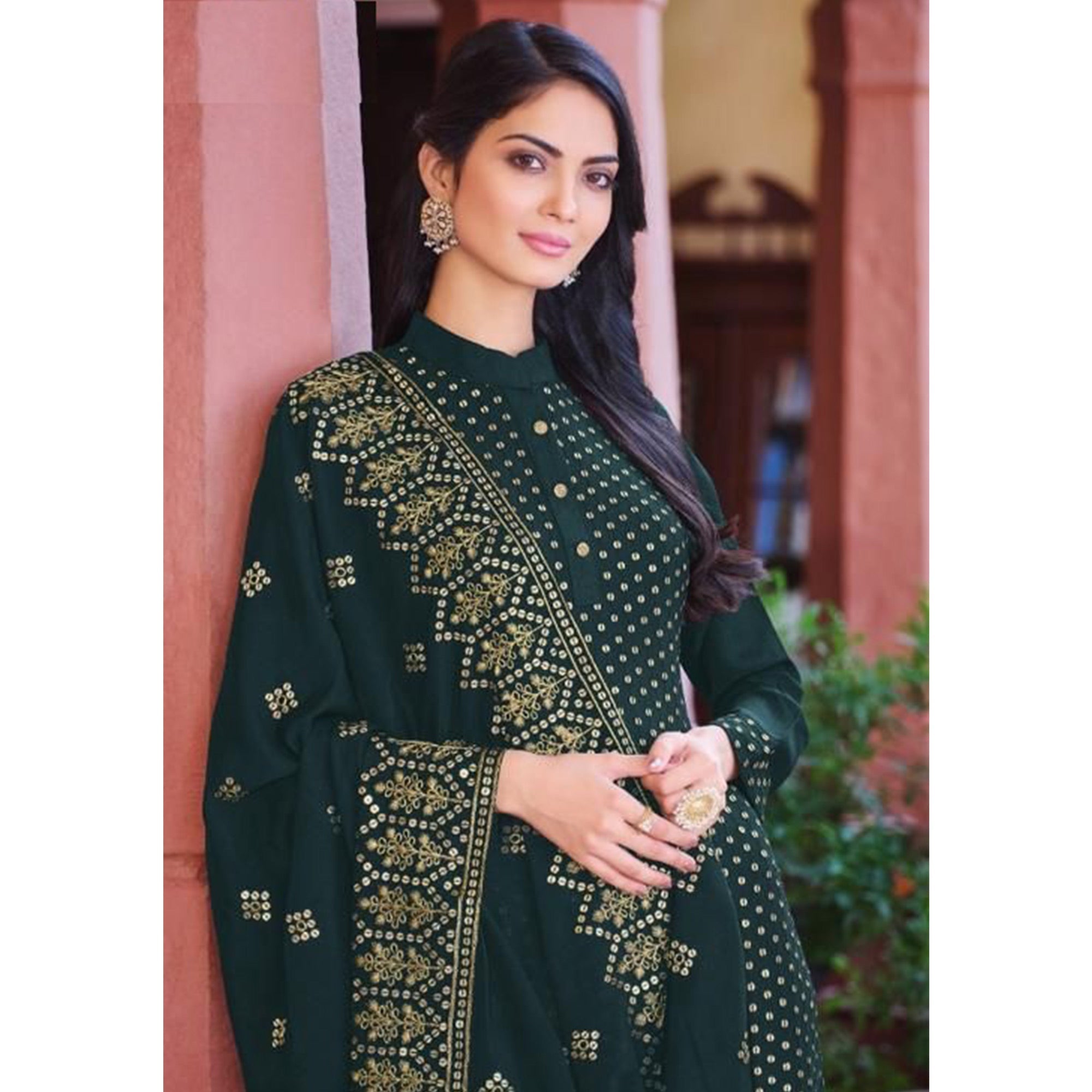 BlackTree green-embroidered-georgette-salwar-suit - view 4