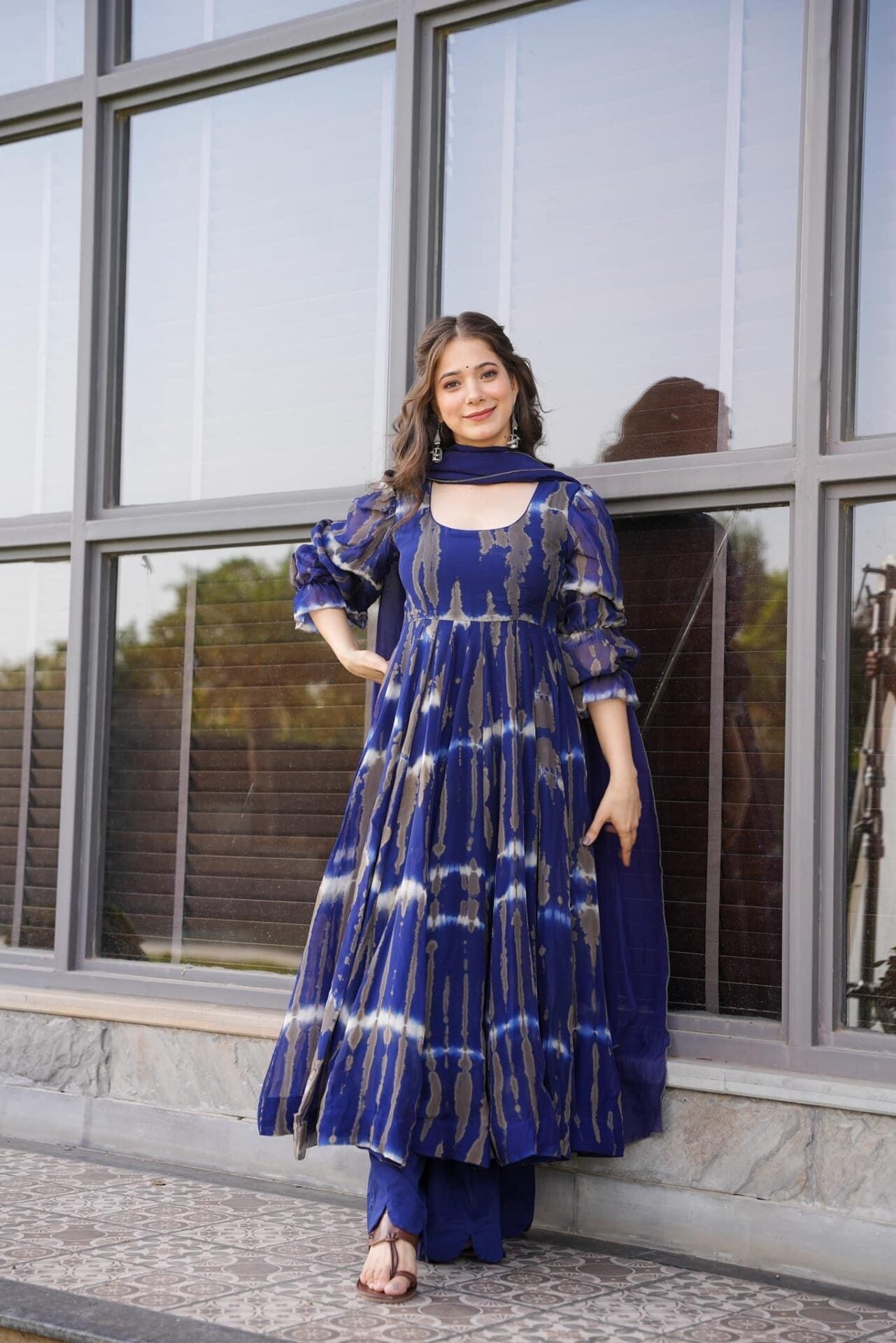 Idaho-o Trinity blue organza suit set - view 3