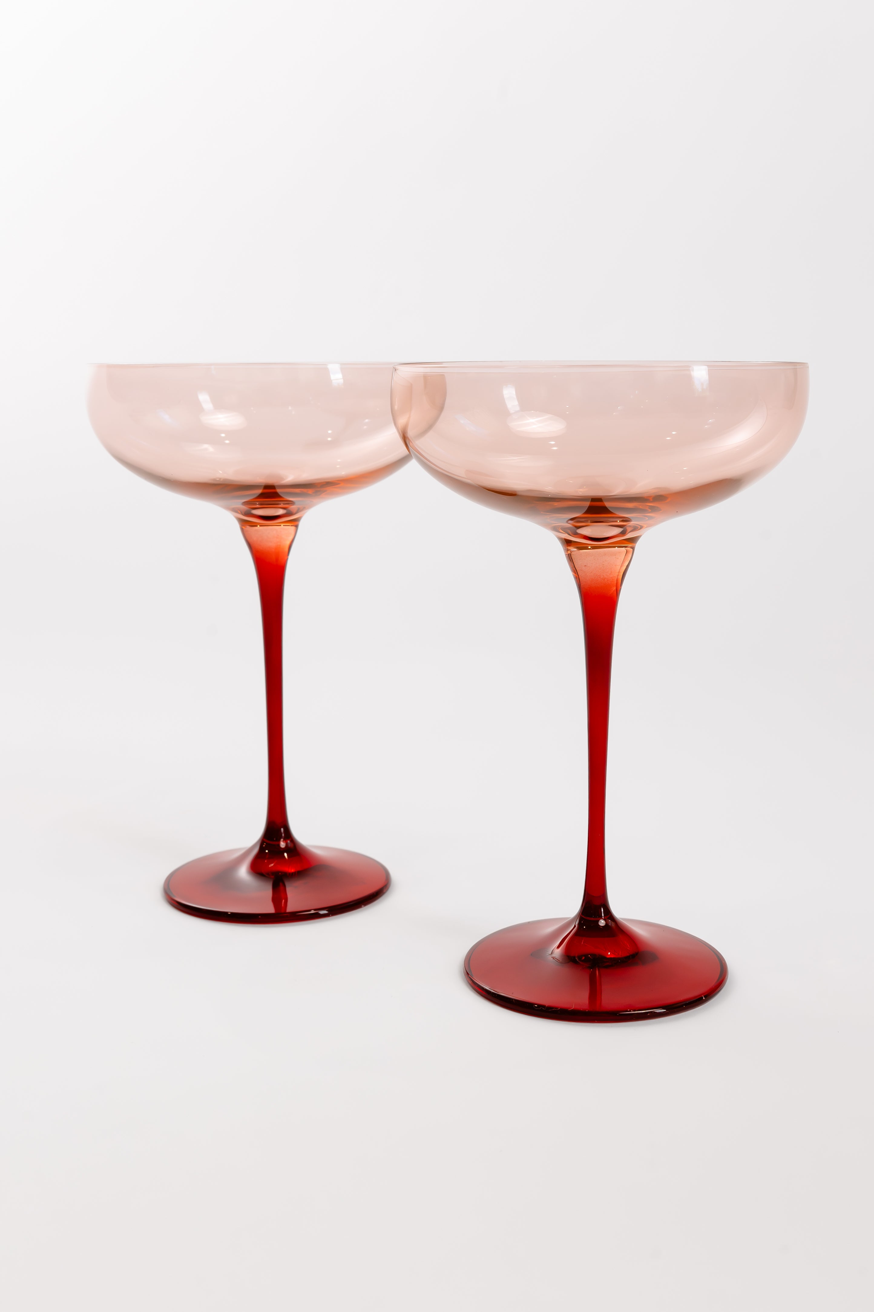 Estelle Colored Glass Estelle Colored Champagne Coupe - Set of 2 {Colorblock: Blush Pink + Red}