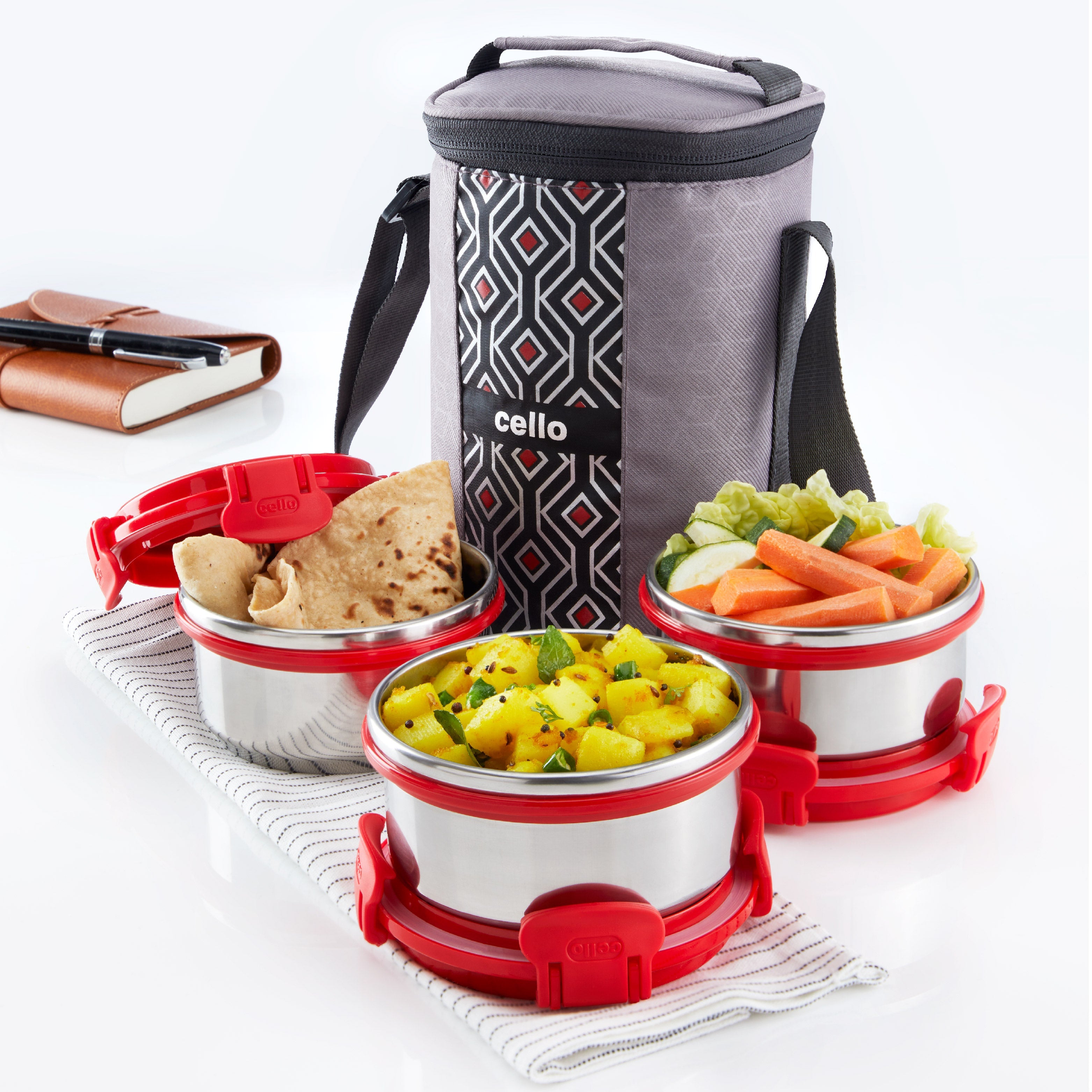 Cello MF Ultra Stainless Steel Lunch Box with Jacket, Set of 3