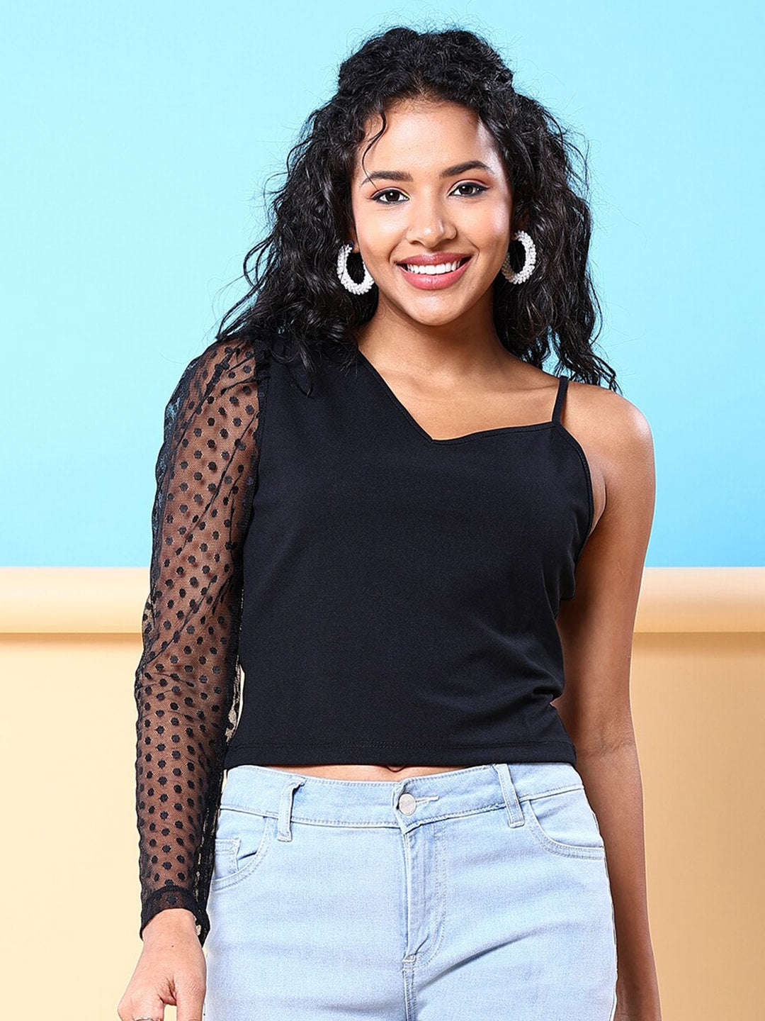 Women meash sleeves – Freehand By The Indian Garage Co Women Top With Meash Sleeves