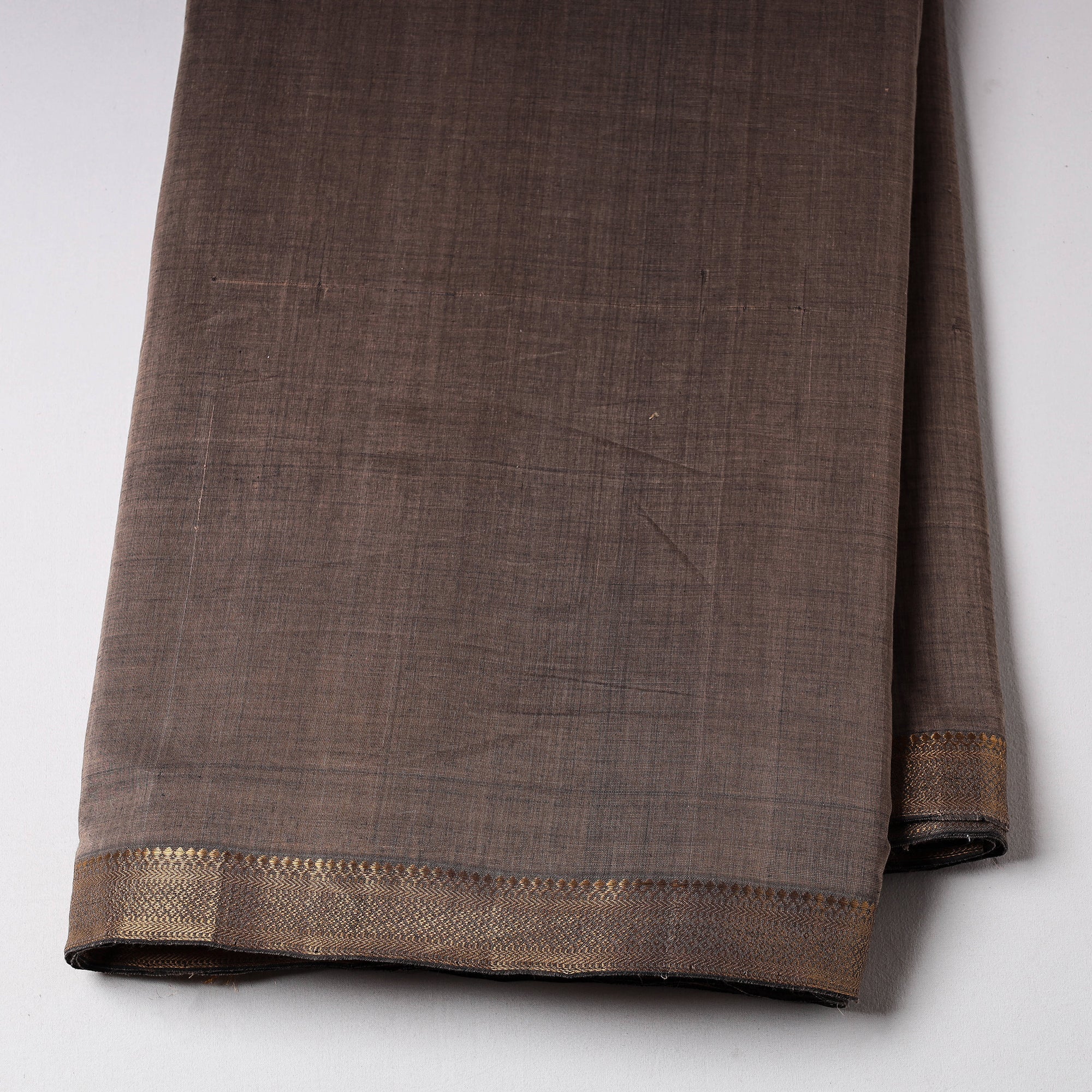 DASTKAR Brown - Original Mangalagiri Handloom Cotton Zari Border Fabric - view 2