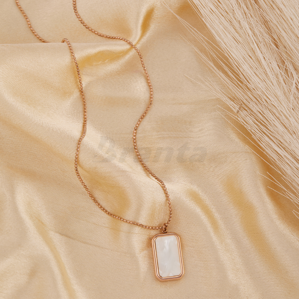 Branta Rectangle White Pearls Pendant Necklace - view 2