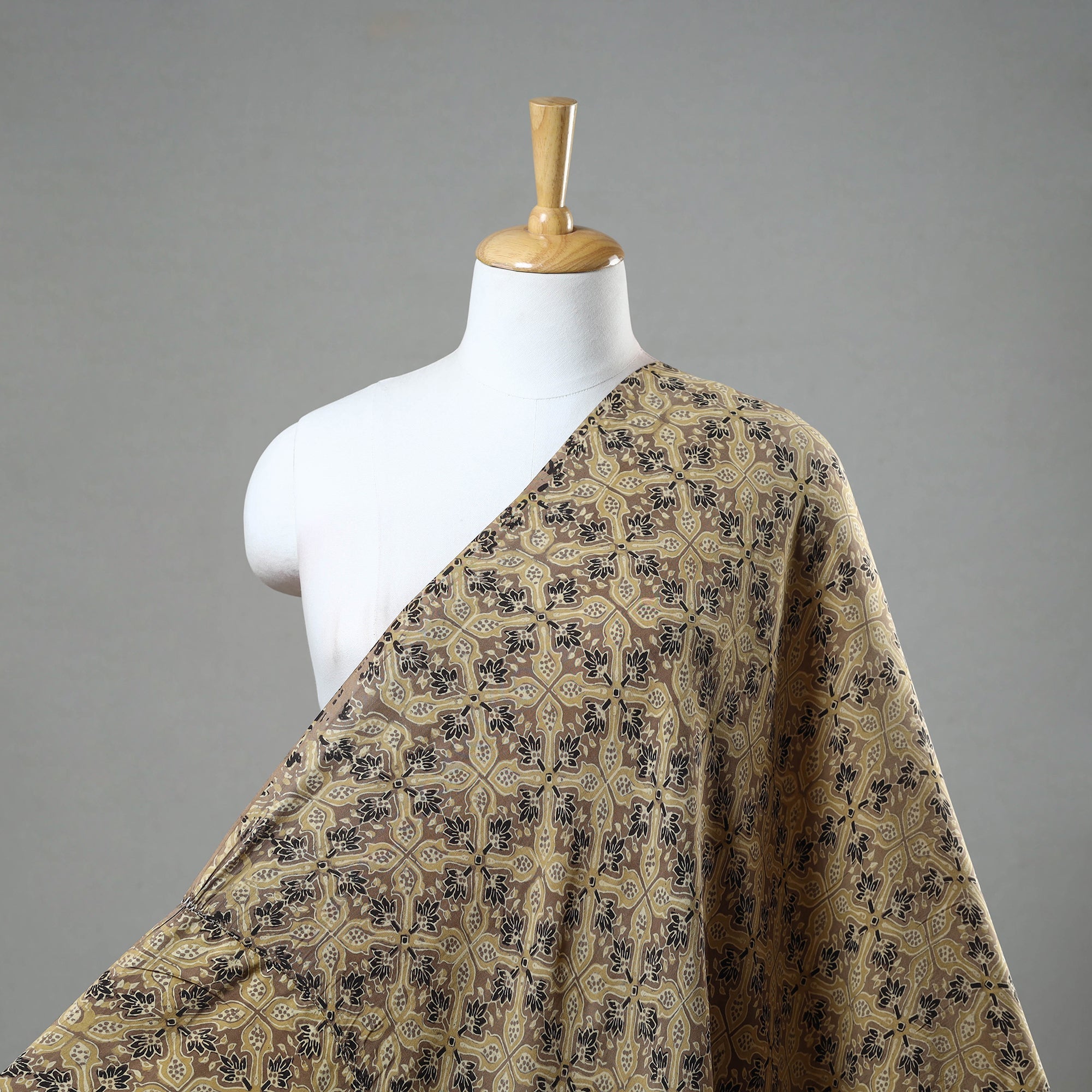 KACHCHH JI CHHAAP Brown - Modal Silk Ajrakh Print Fabric 02
