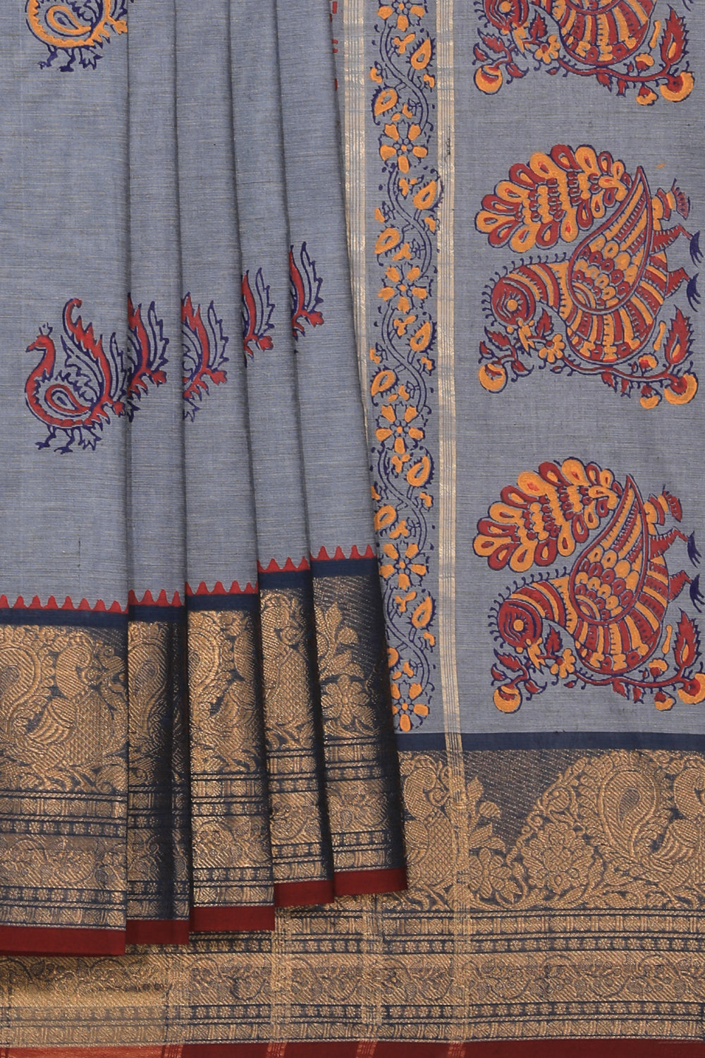 Kalanjali Ethnics Hand block printed cotton saree