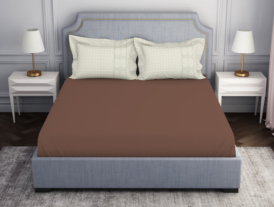 Spaces India Tonalelgence Ornate Cream 100% Cotton King Size Bedsheet - Essentials by Spaces