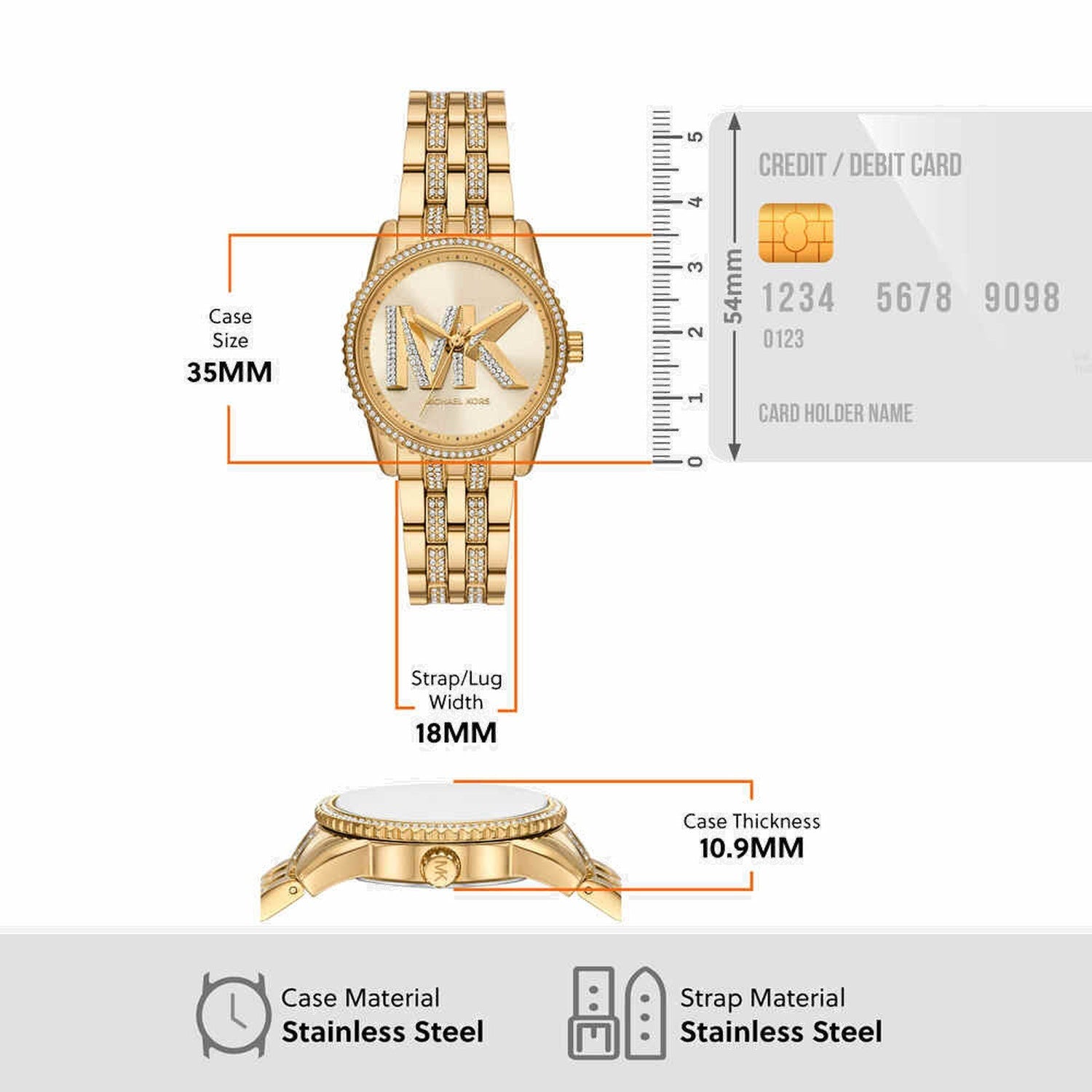 Michael Kors Bryant Women Quartz Gold Dial Analog Stainless Steel Watch MK7540 - view 5