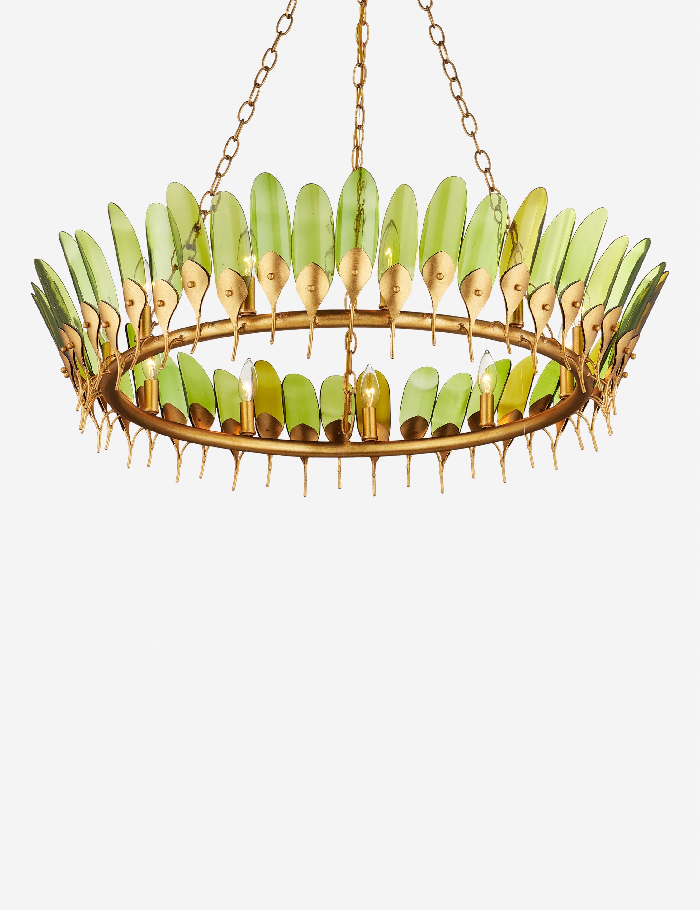 Lulu and Georgia Maribel Chandelier – Gold Leaf and Green - view 2