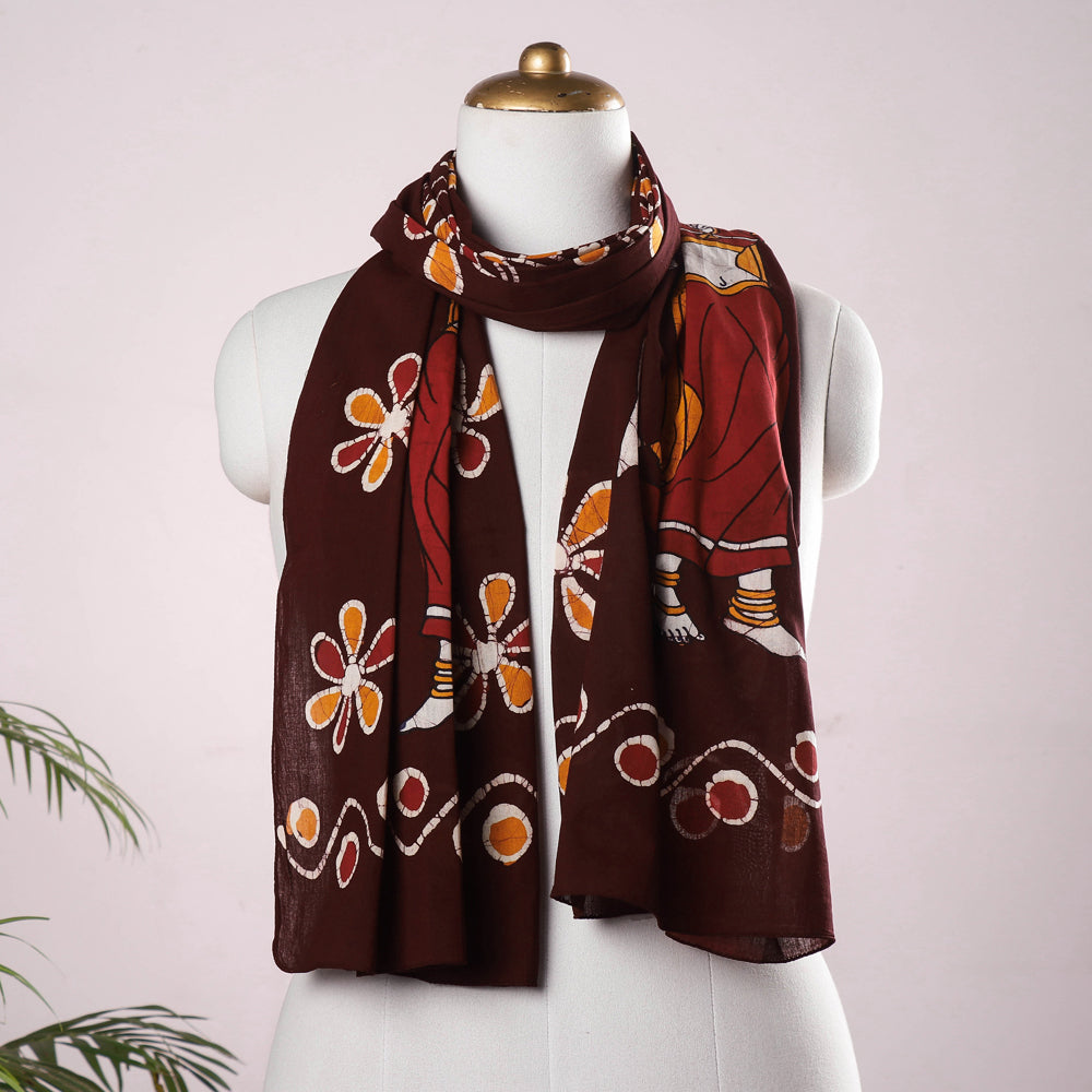 DASTKAR Brown - Hand Batik Printing Pure Cotton Stole