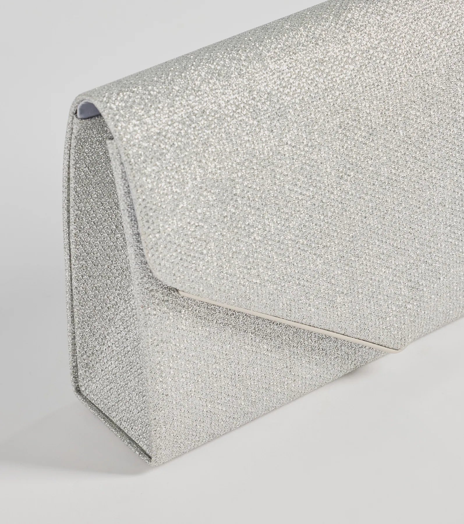 Windsor Glitzy Chic Glitter Envelope Clutch – SILVER - view 2