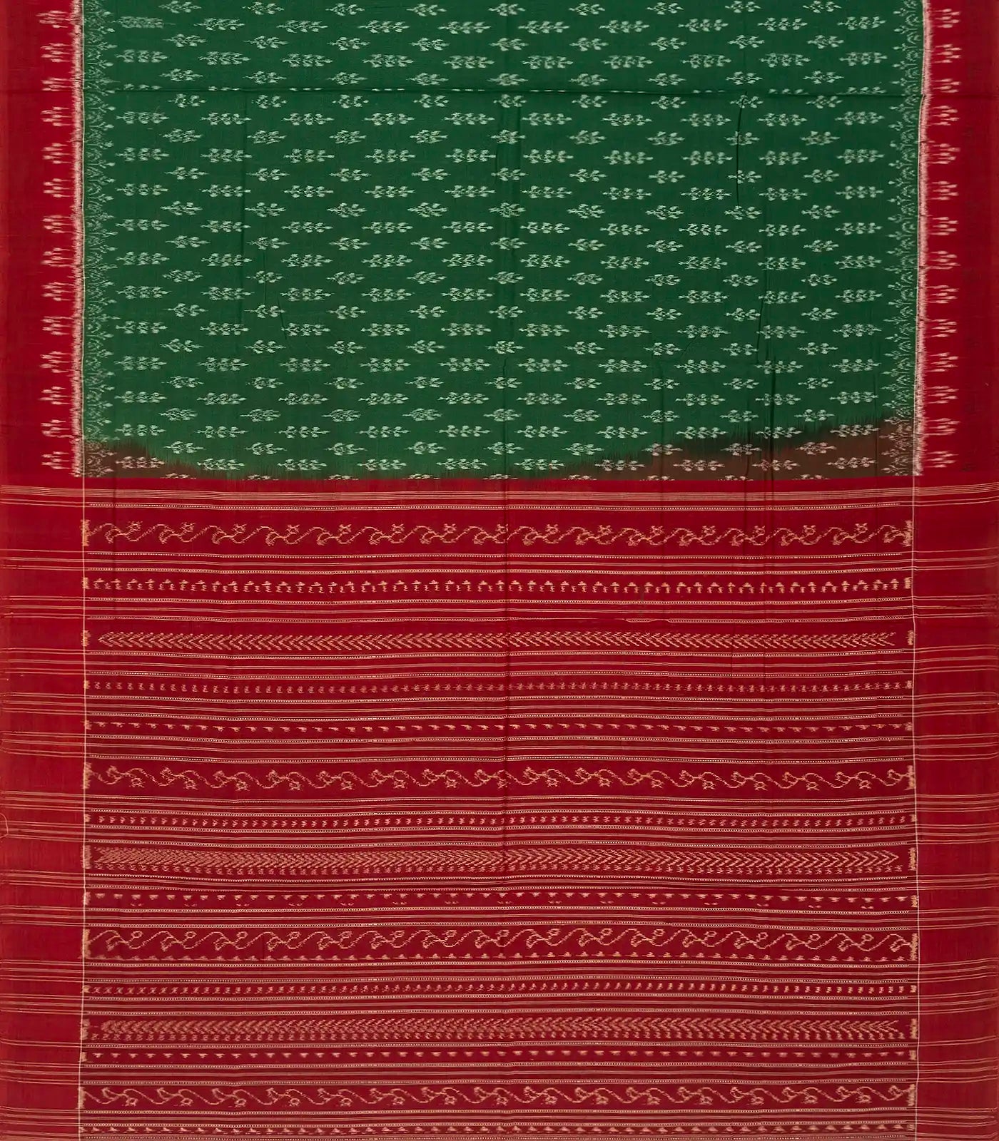 RmKV Bottle Green Orissa Cotton Saree With Tie & Dye Motifs - view 2