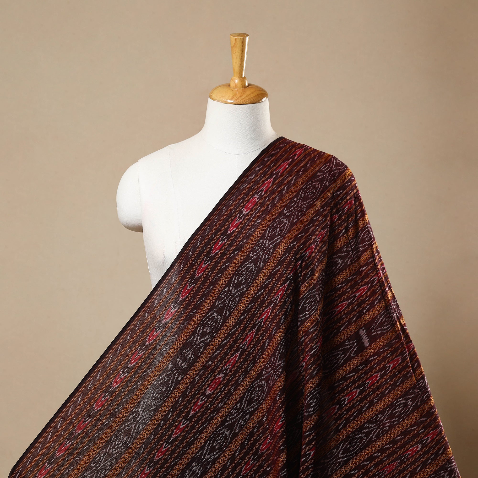 ASHOKA ASSEMBLE - CELEBRATING CRAFTS OF ODISHA Brown - Handloom Cotton Sambalpuri Ikat Fabric 10