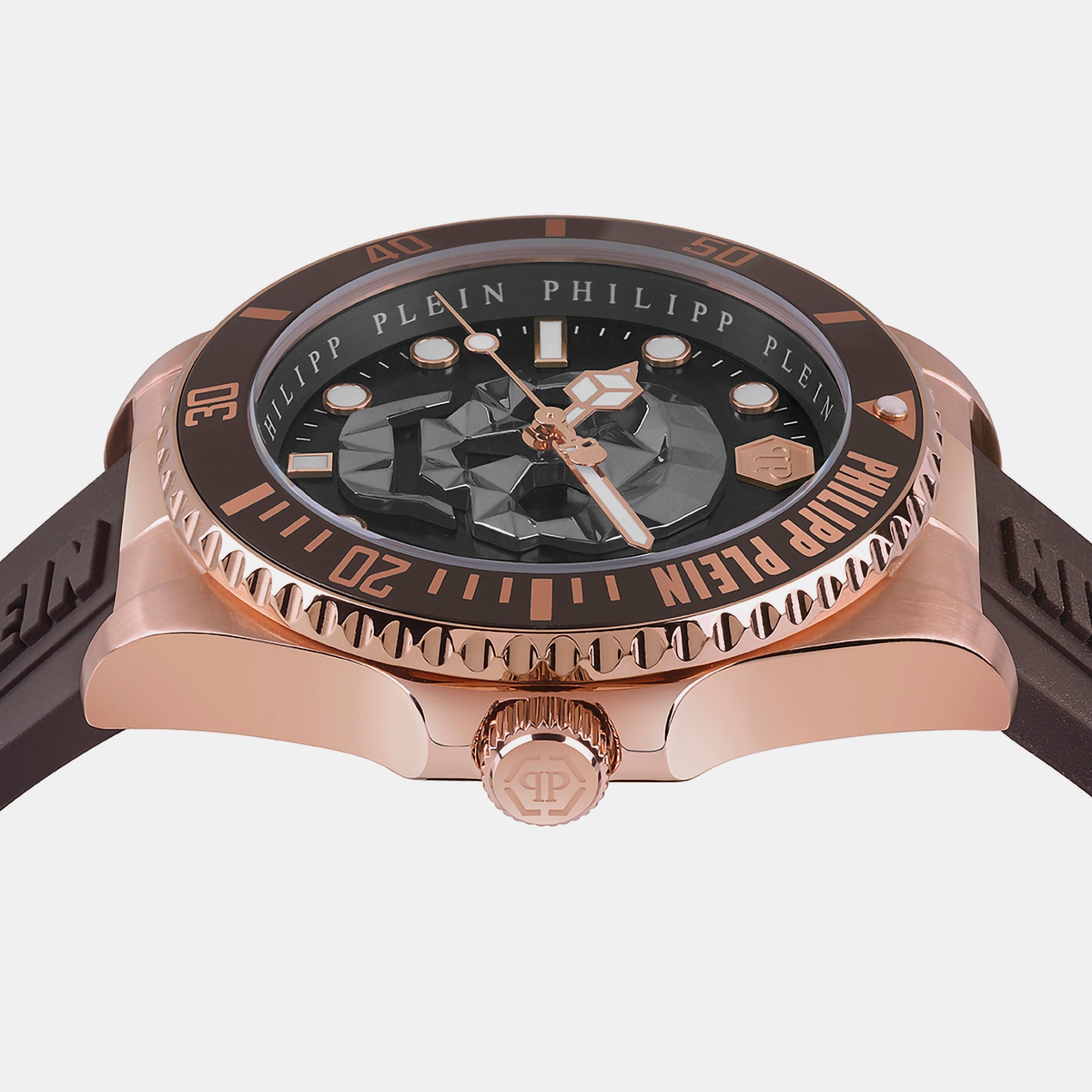 Philipp Plein $kull Men Quartz Brown Dial Analog Silicone Watch PWOAA0322 - view 2