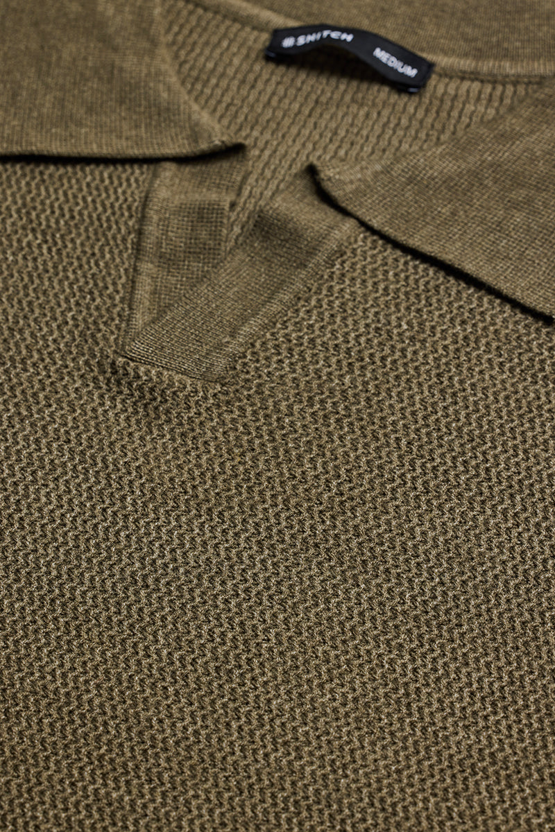SNITCH Olive Knitted Polo Sweater - view 2