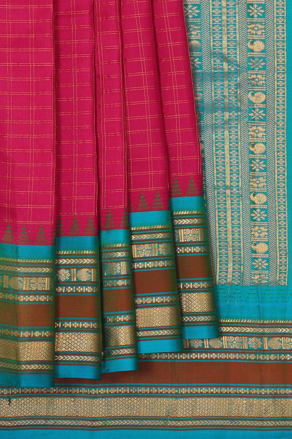Kalanjali Gadwal Silk Magenta Saree – Women's