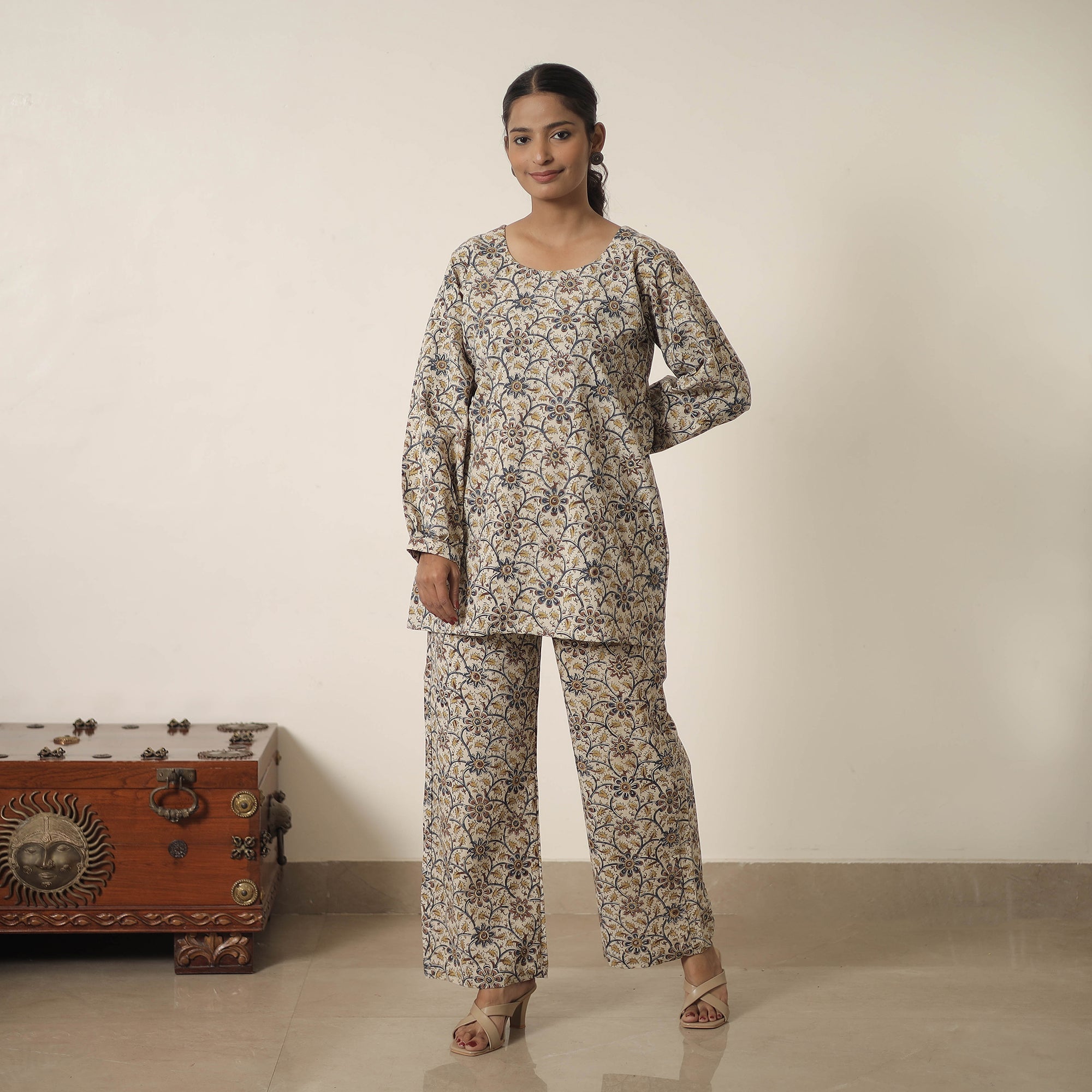 ITOKRI CASUALS Beige - Block Printed Cotton Kalamkari Co-ord Set 02 - view 3