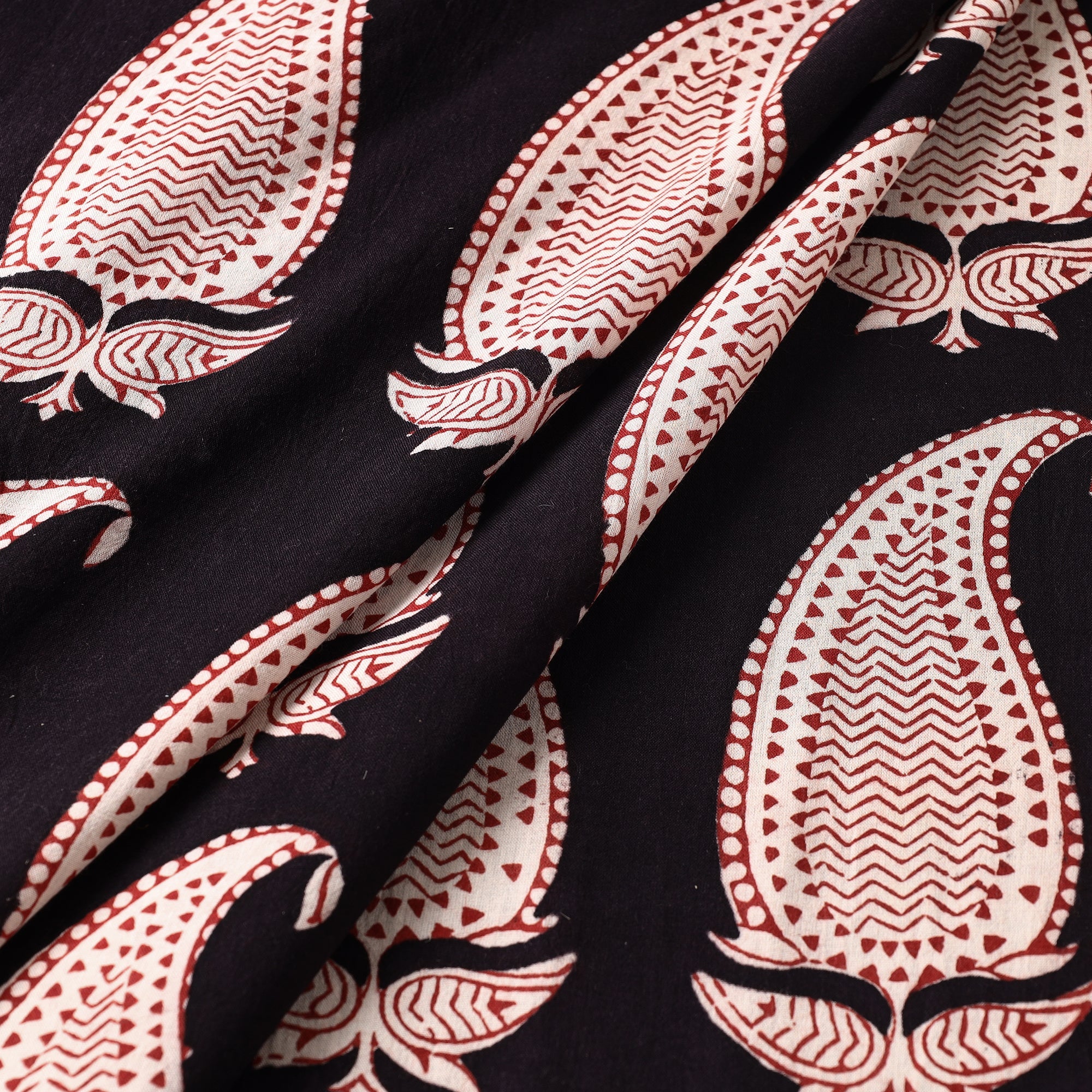 BAGH PRINTS BY UMAR FARUK KHATRI Black - Bagh Hand Block Printed Cotton Fabric - view 2
