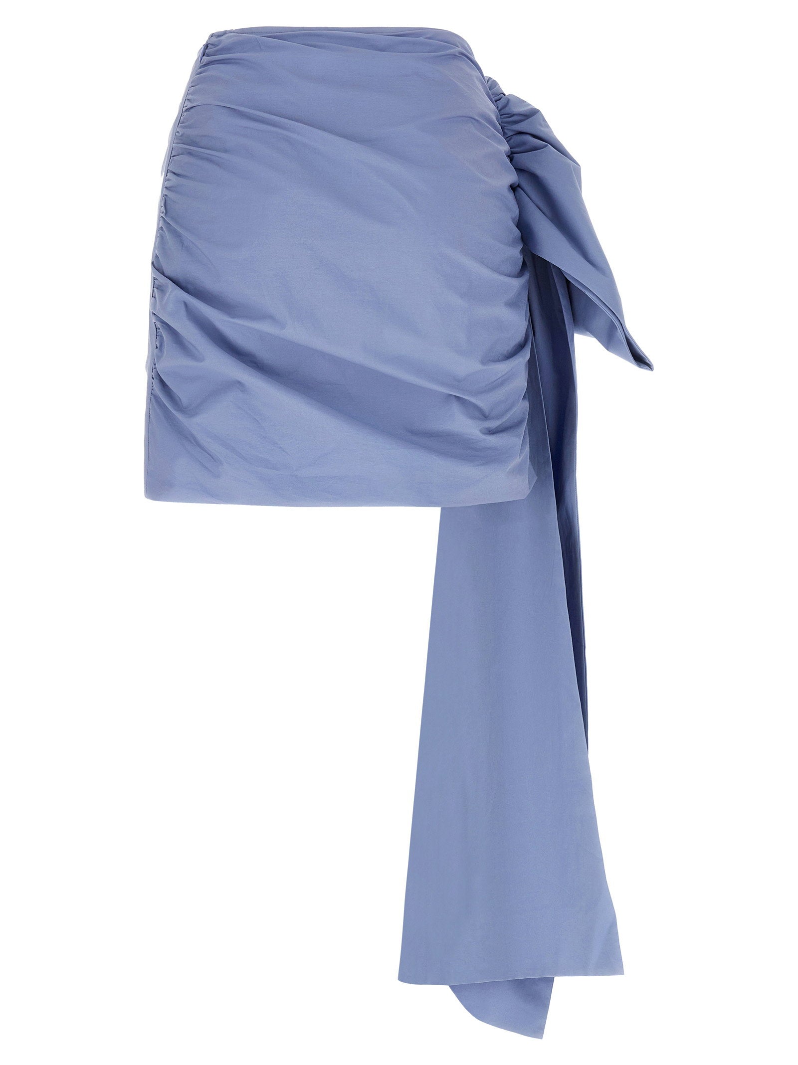 Self-Portrait Blue Cotton Tie Side Mini Skirt - view 2