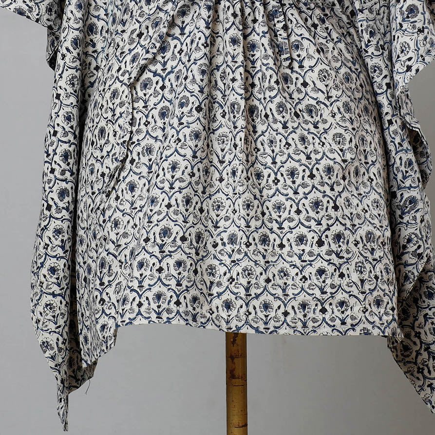 ITOKRI CASUALS Beige - Block Print Cotton Kalamkari Kaftan with Tie-Up Waist (Short) - view 2