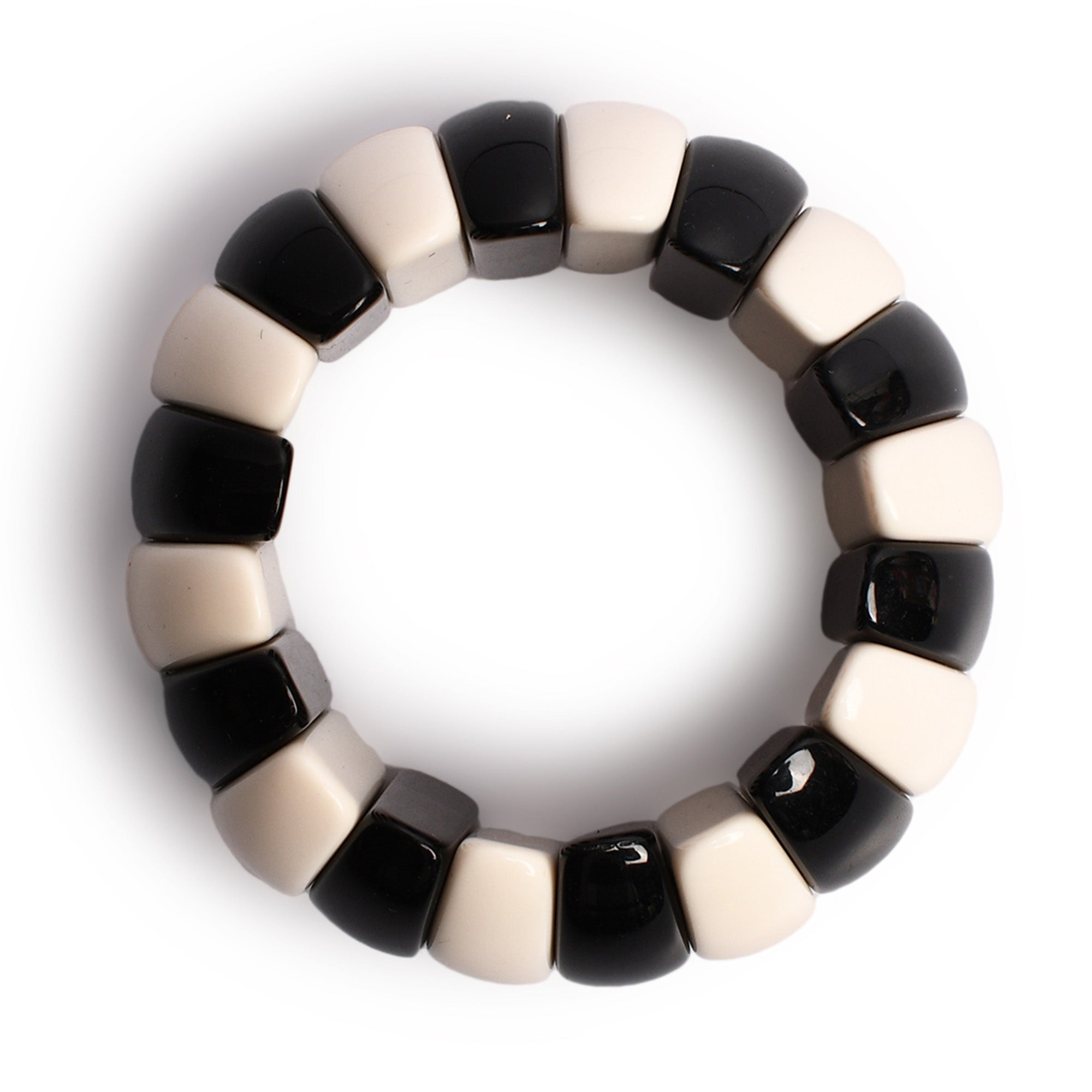 Black & White Beaded Stretchable Bracelet by Bamboo Tree Jewels - view 4