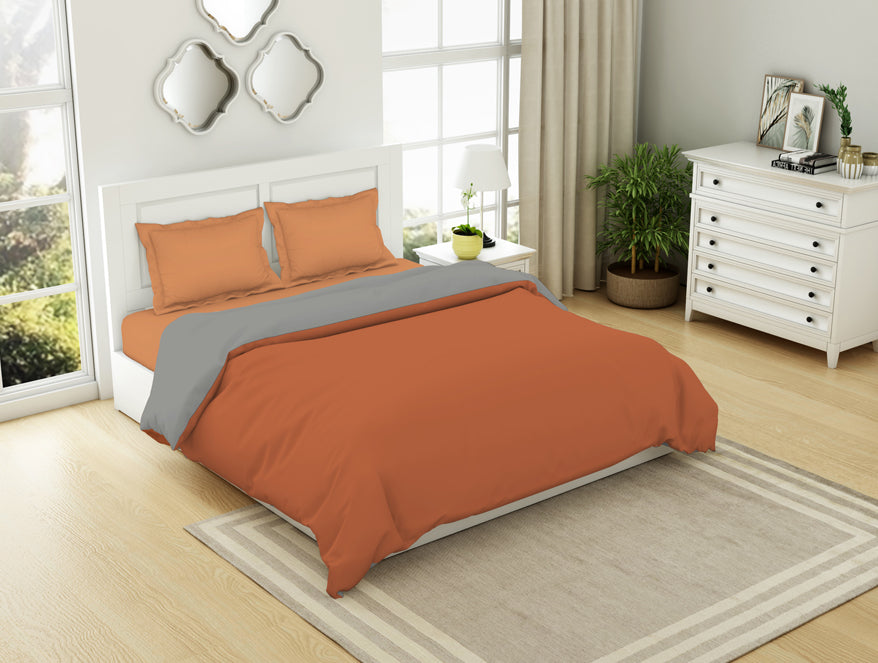 Spaces India Solid Rust/ Gray - Rust 100% Cotton Shell Double Quilt / AC Comforter - Everyday Essentials By Spaces - view 2