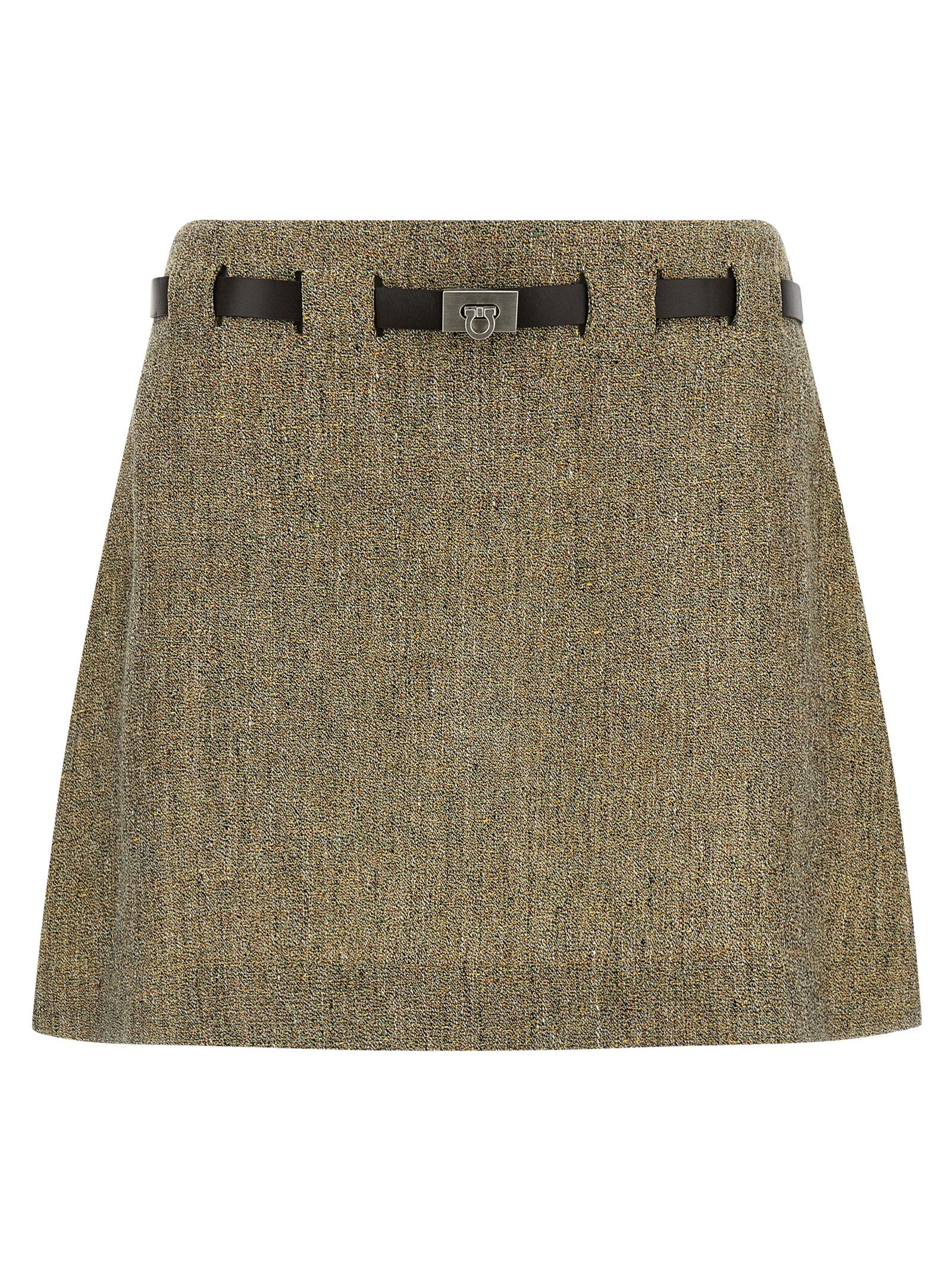Ferragamo Gancini Belt Skirt – 100% linen