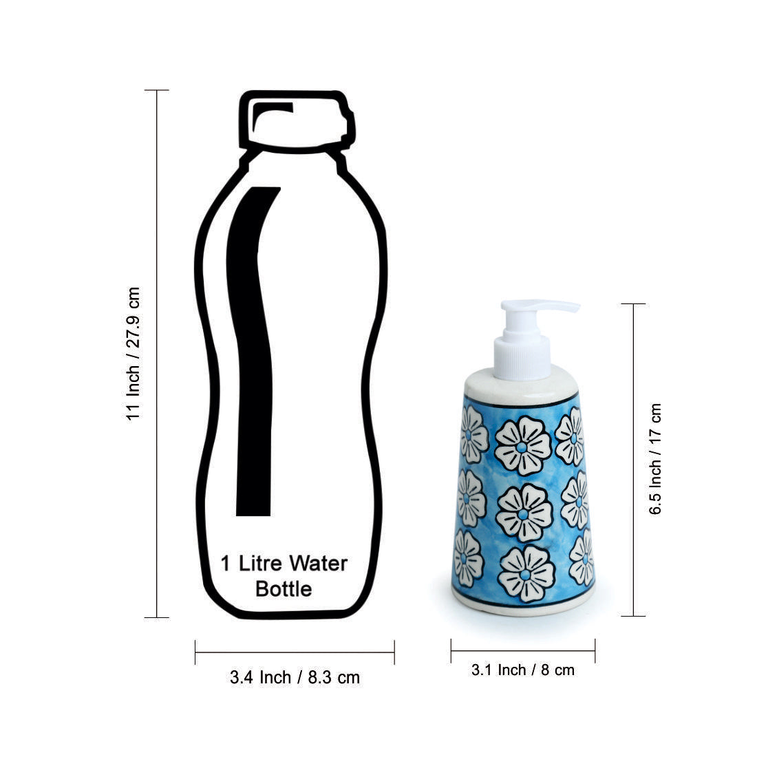 EXCLUSIVELANE 'Turquoise Mogra' Handpainted Bathroom Accessory Set In Ceramic (Liquid Soap Dispenser, Toothbrush Holder) - view 7