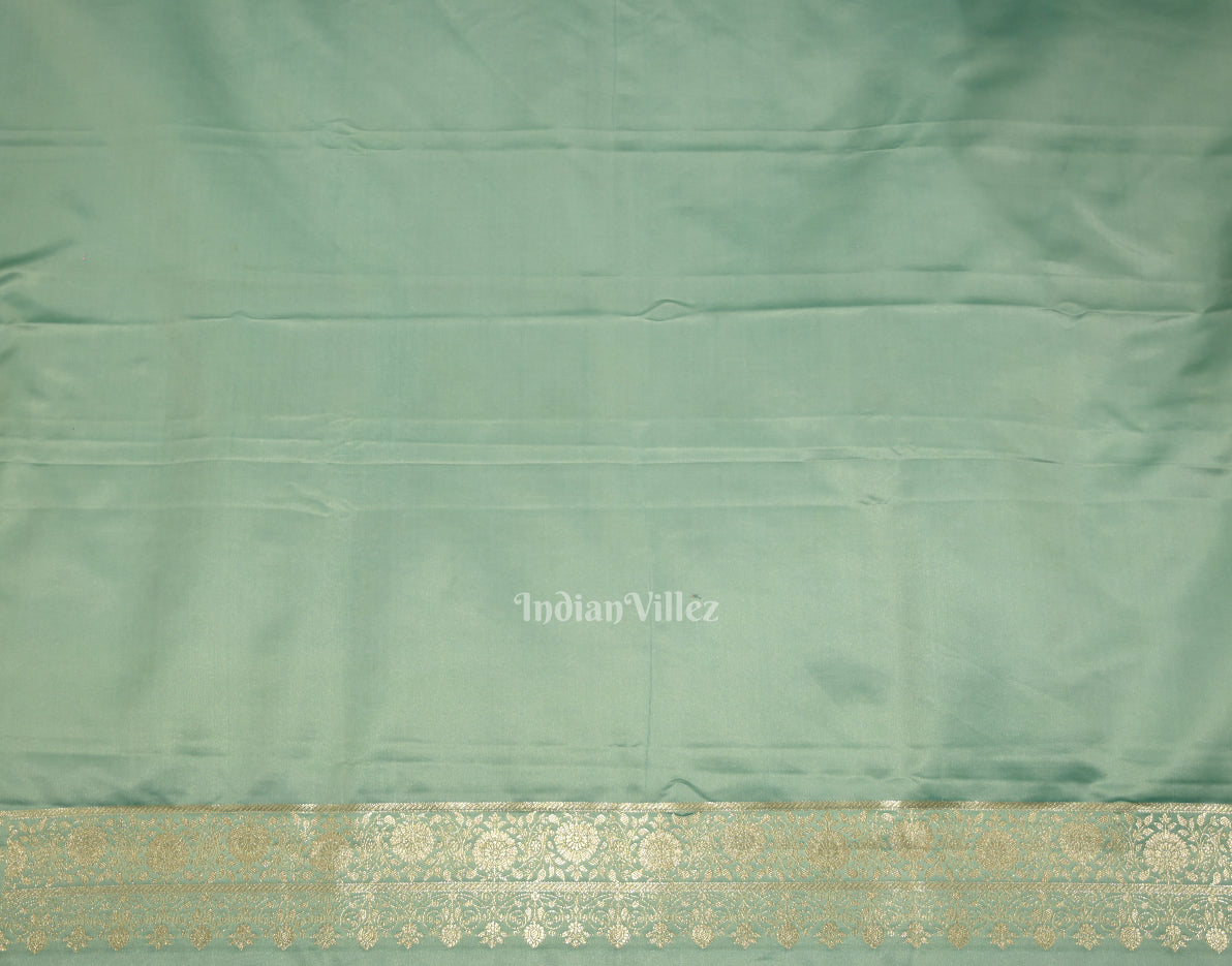 IndianVillèz Pastel Green Soft Pure Mashru Satin Silk Banarasi Saree - view 5
