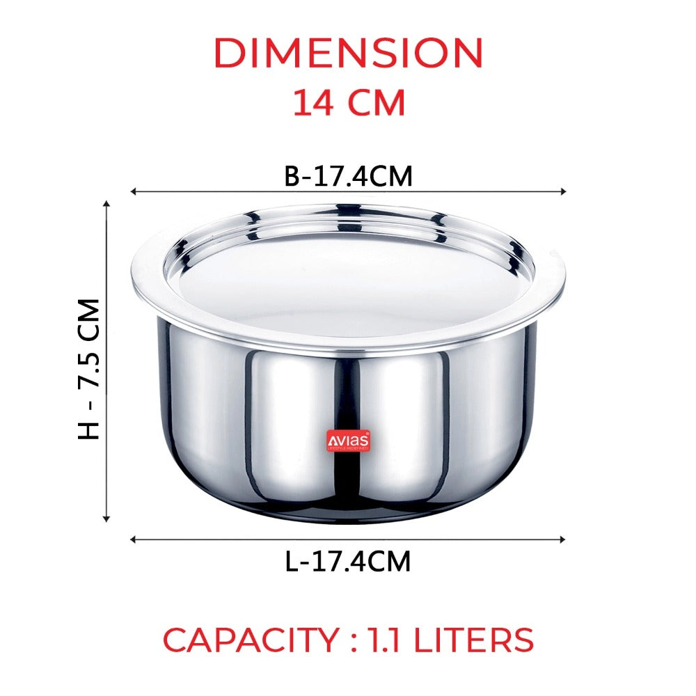 AVIAS Riara Premium Stainless Steel Tri-Ply Tope With Steel Lid | Gas & Induction Compatible | Silver - view 6