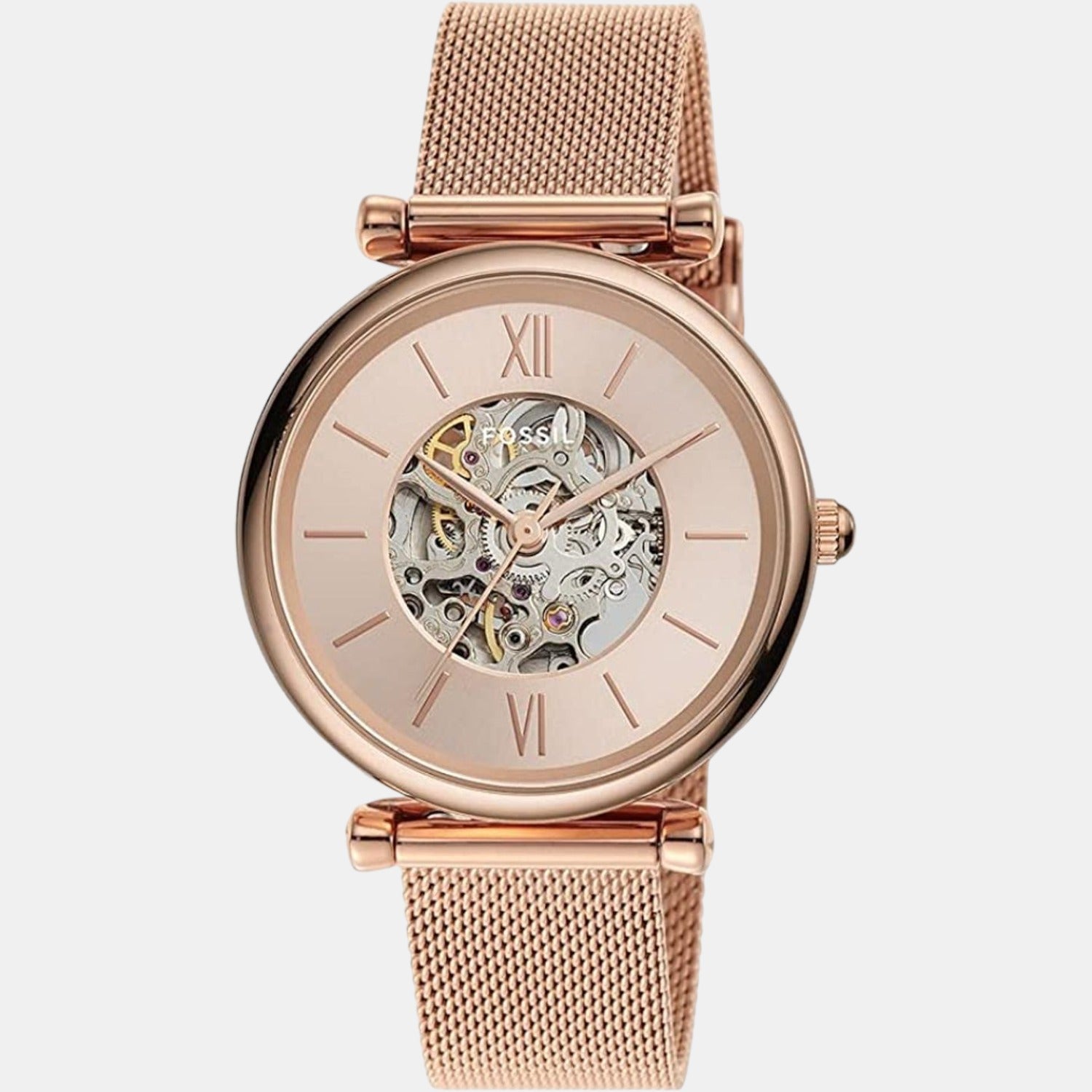 Fossil Carlie Women Automatic Rose Gold Dial Analog Stainless Steel Watch ME3175 - view 2