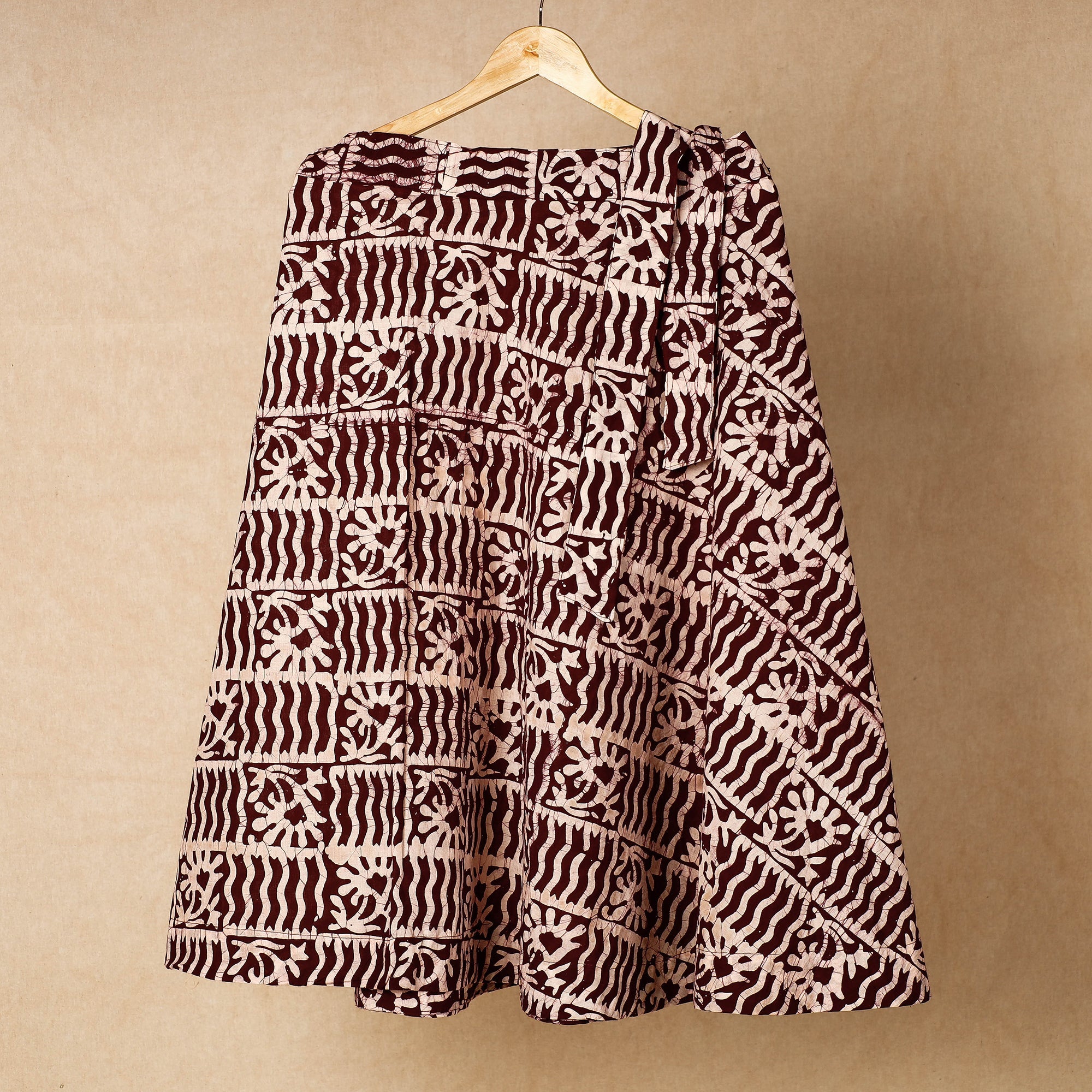NOORI BAZAR Brown - Hand Batik Printing Cotton Wrap Around Skirt