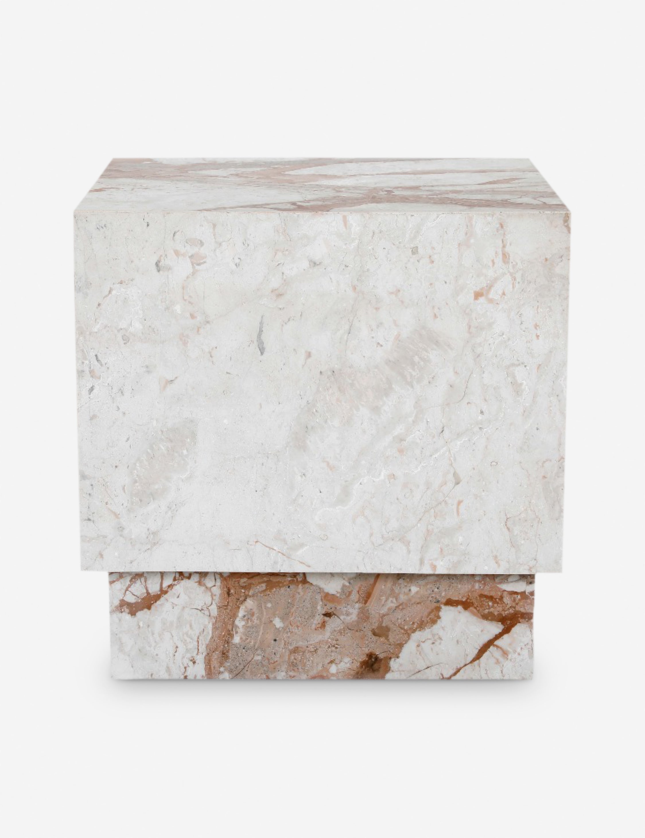 Lulu and Georgia Galdeano Side Table – White and Rust Marble