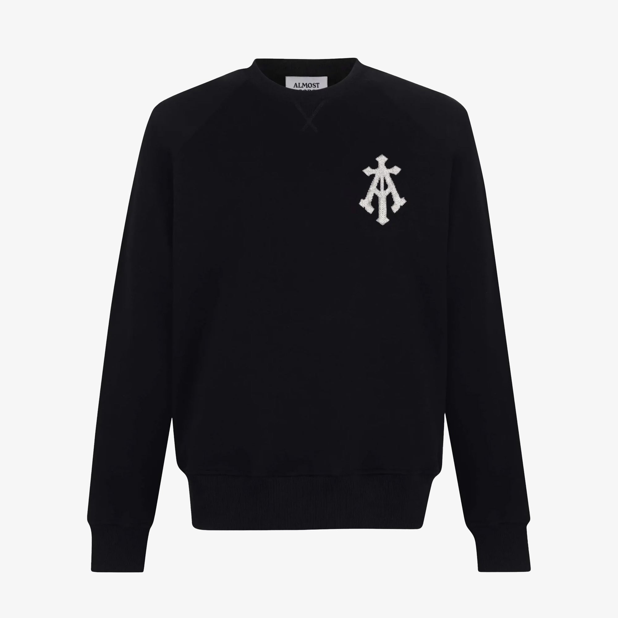 Almost Gods | Alpha Cross Hand Embroidered Aari Sweatshirt { Black - view 2