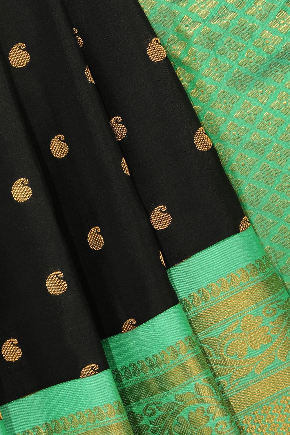 Kalanjali Gadwal Silk Black Saree – Women's - view 2
