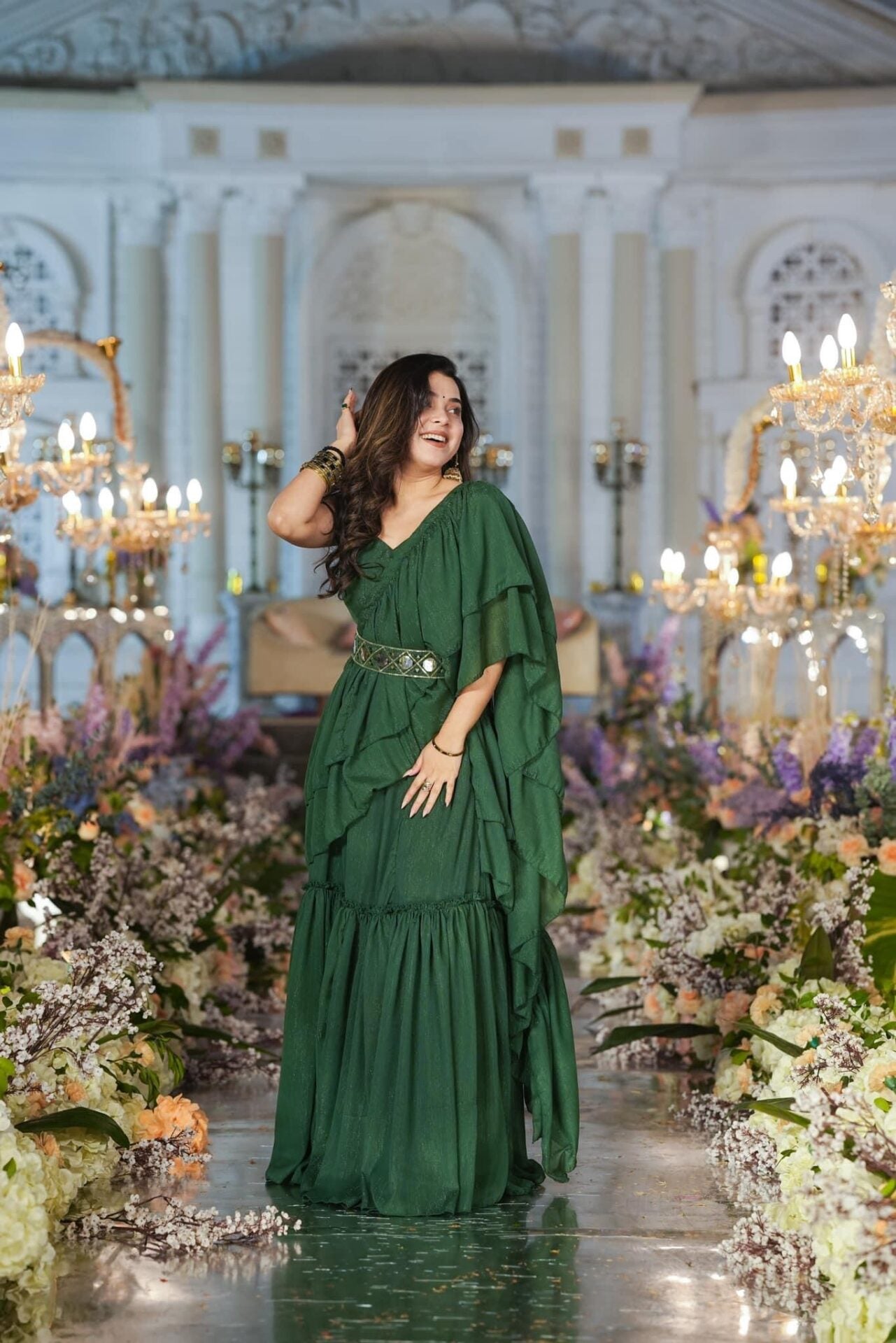 Idaho-o Savannah green Chiffon saree – Women's - view 2