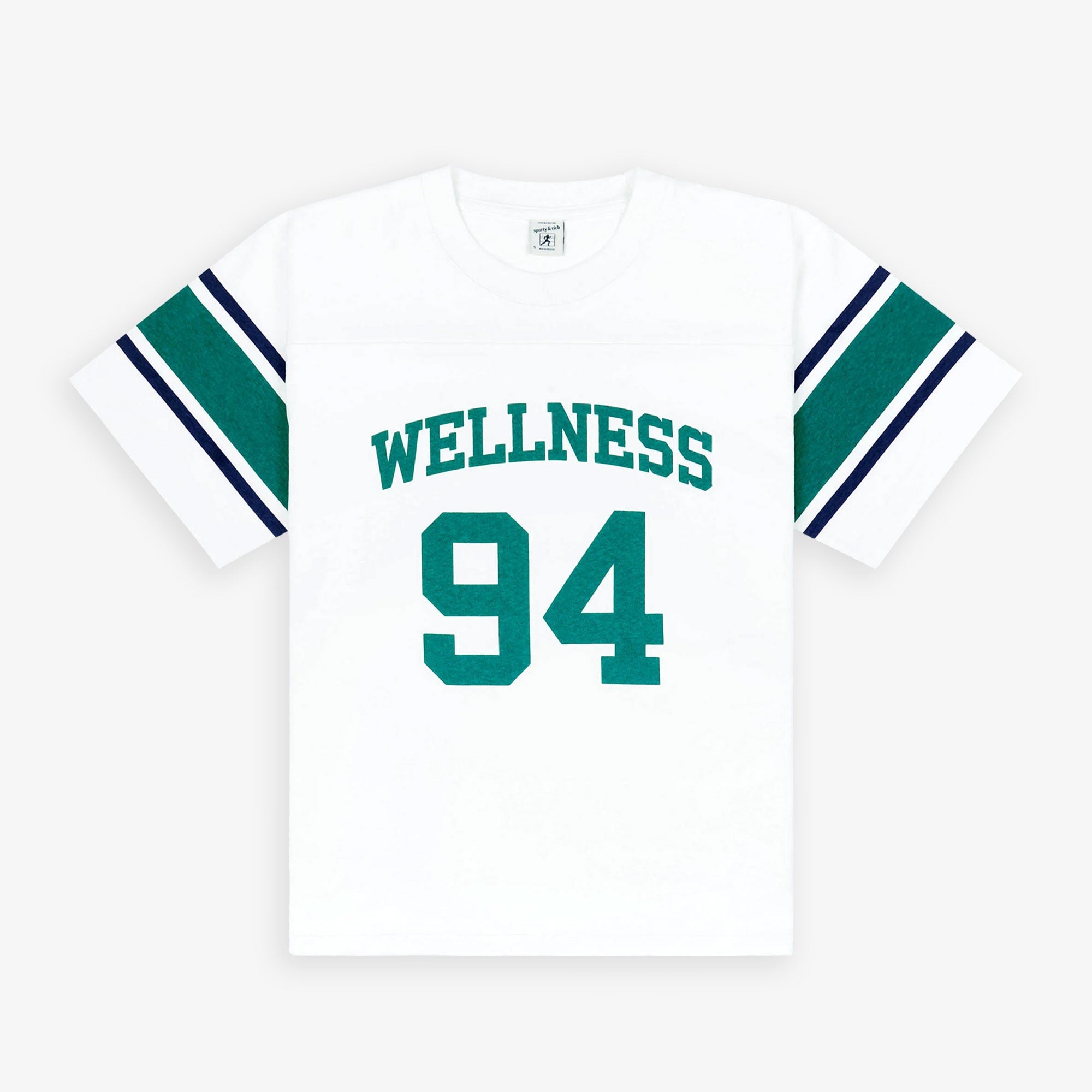 Sporty & Rich | Wellness 94 Rugby Tee { White/alpine/navy
