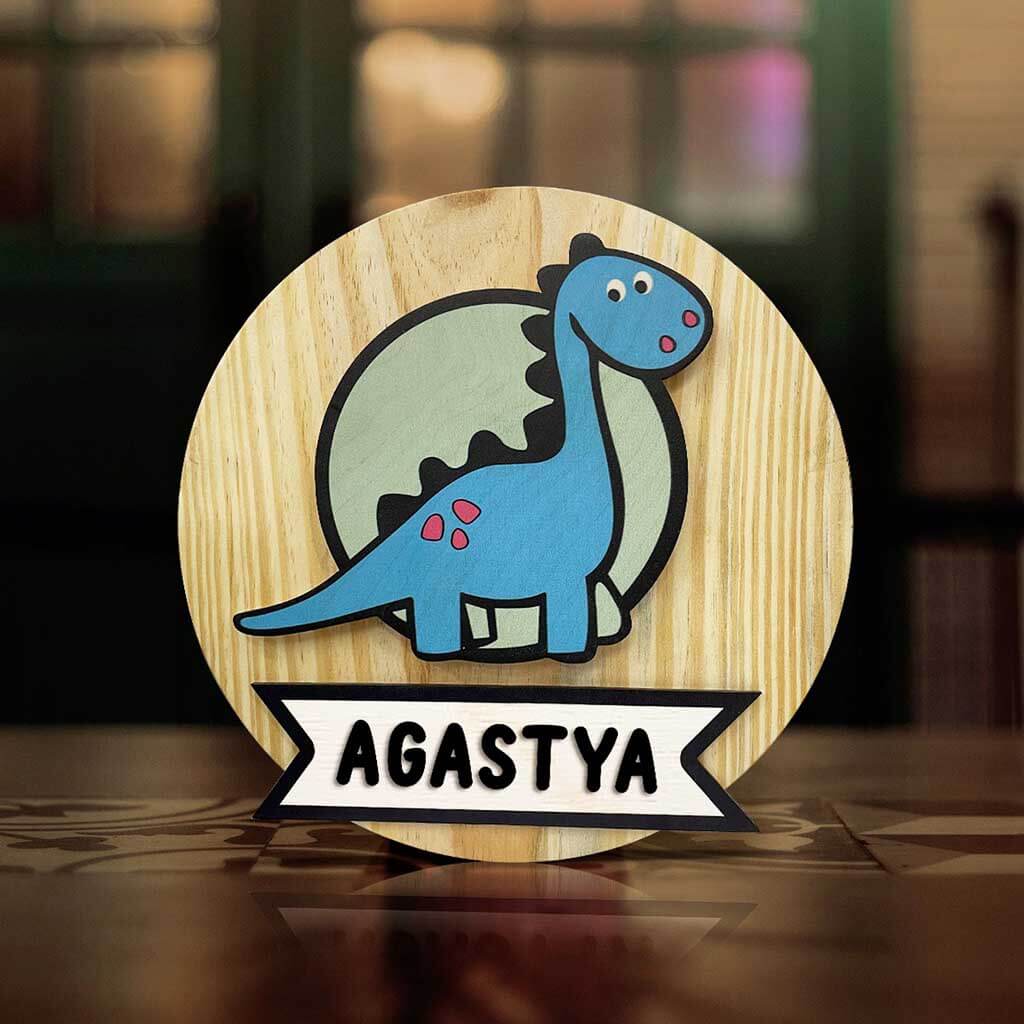 Chitra Chaya Personalized Wooden Dino Wall Lamp