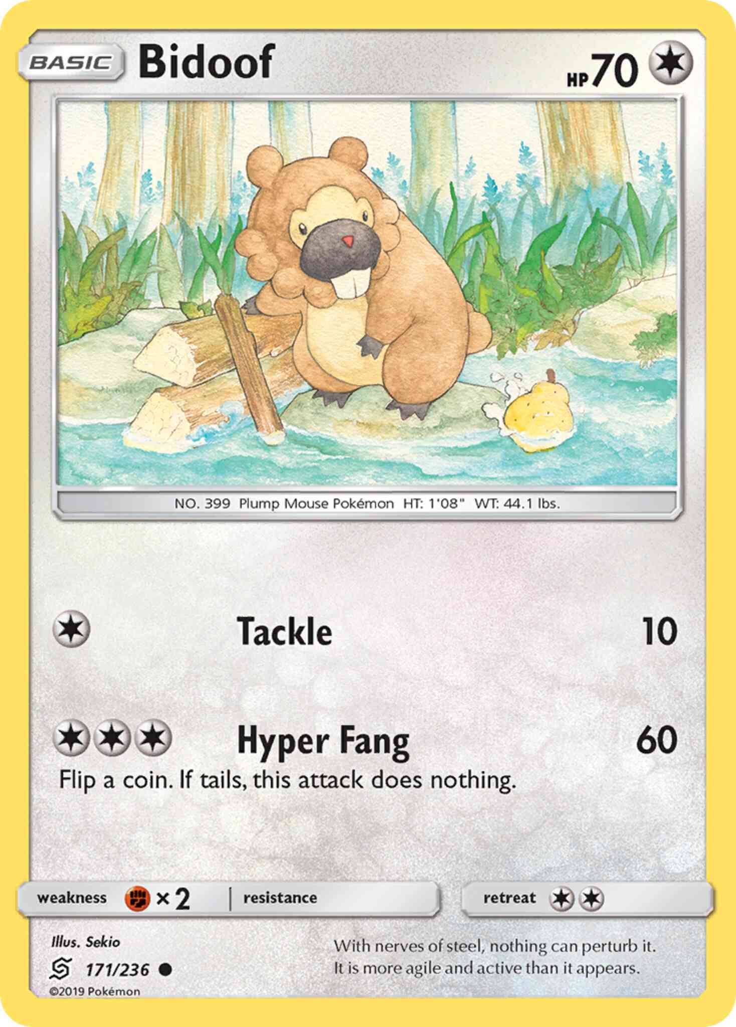 Common sm11-171 reverse – Pokémon Bidoof - 171/236 - Common [sm11-171] [Reverse Holo]