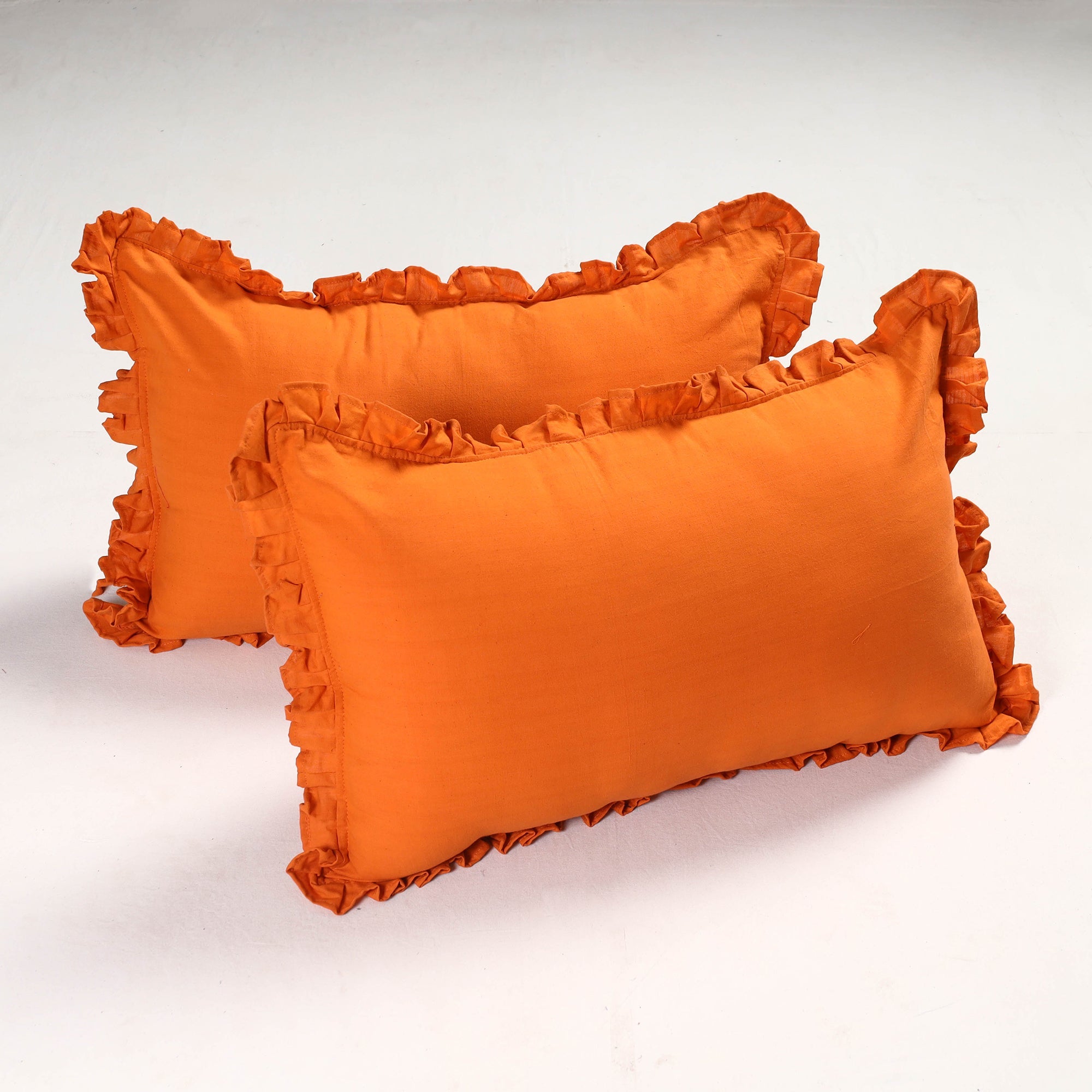 HAVELI CHRONICLES Set of 2 - Fine Cotton Handloom Frill Pillow Covers (30 x 20 in)