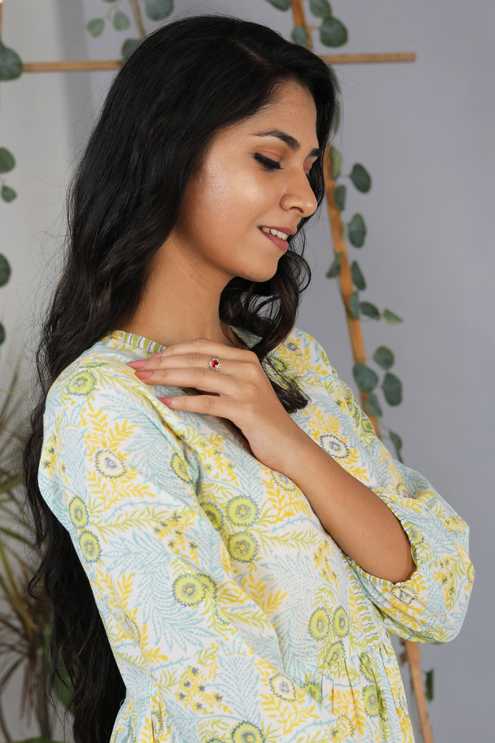 Kalanjali Ethnics Hand block printed tiered dress - view 2